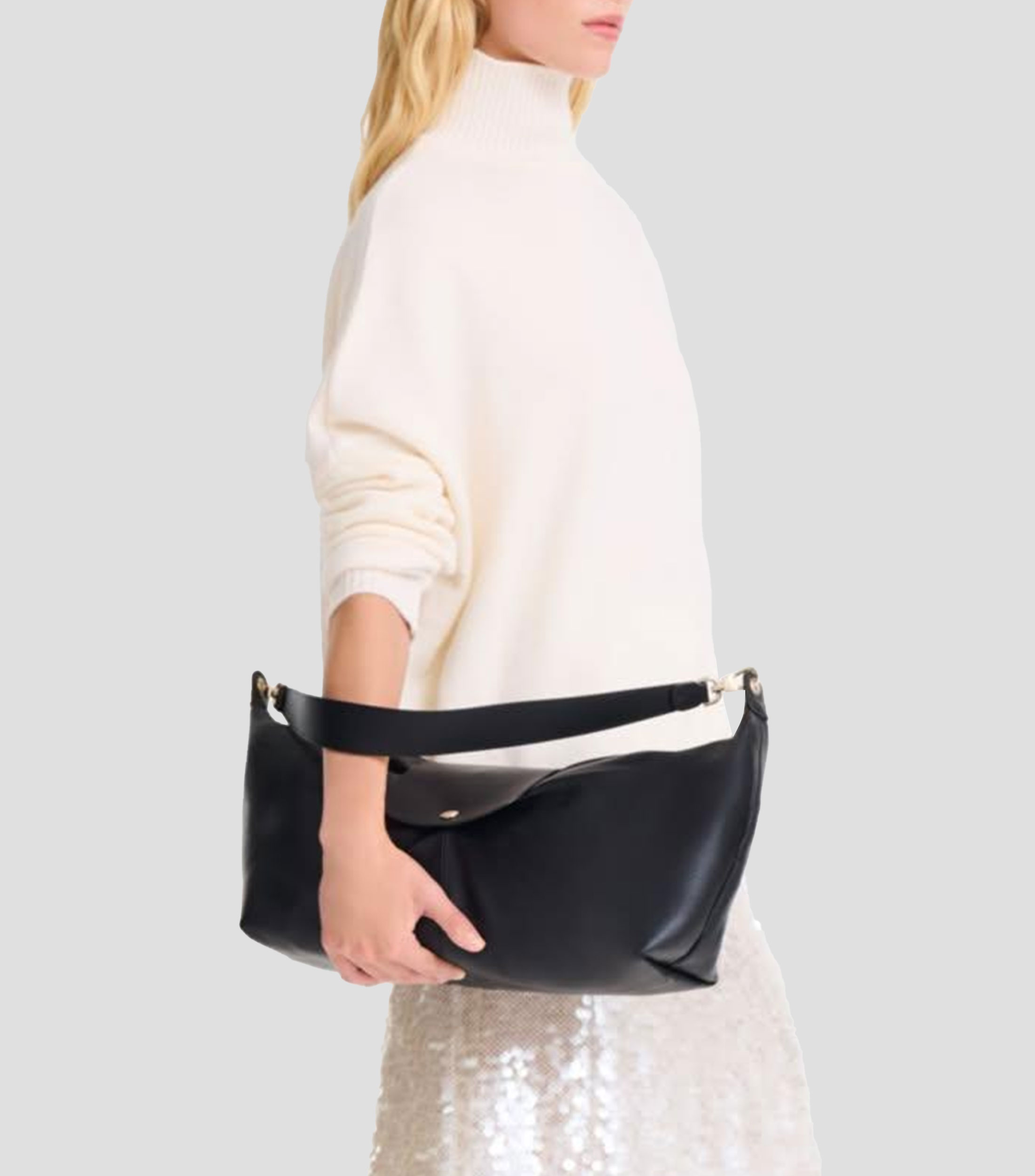 Bolsa shoulder Le Pliage Xtra en piel negra lisa Mujer