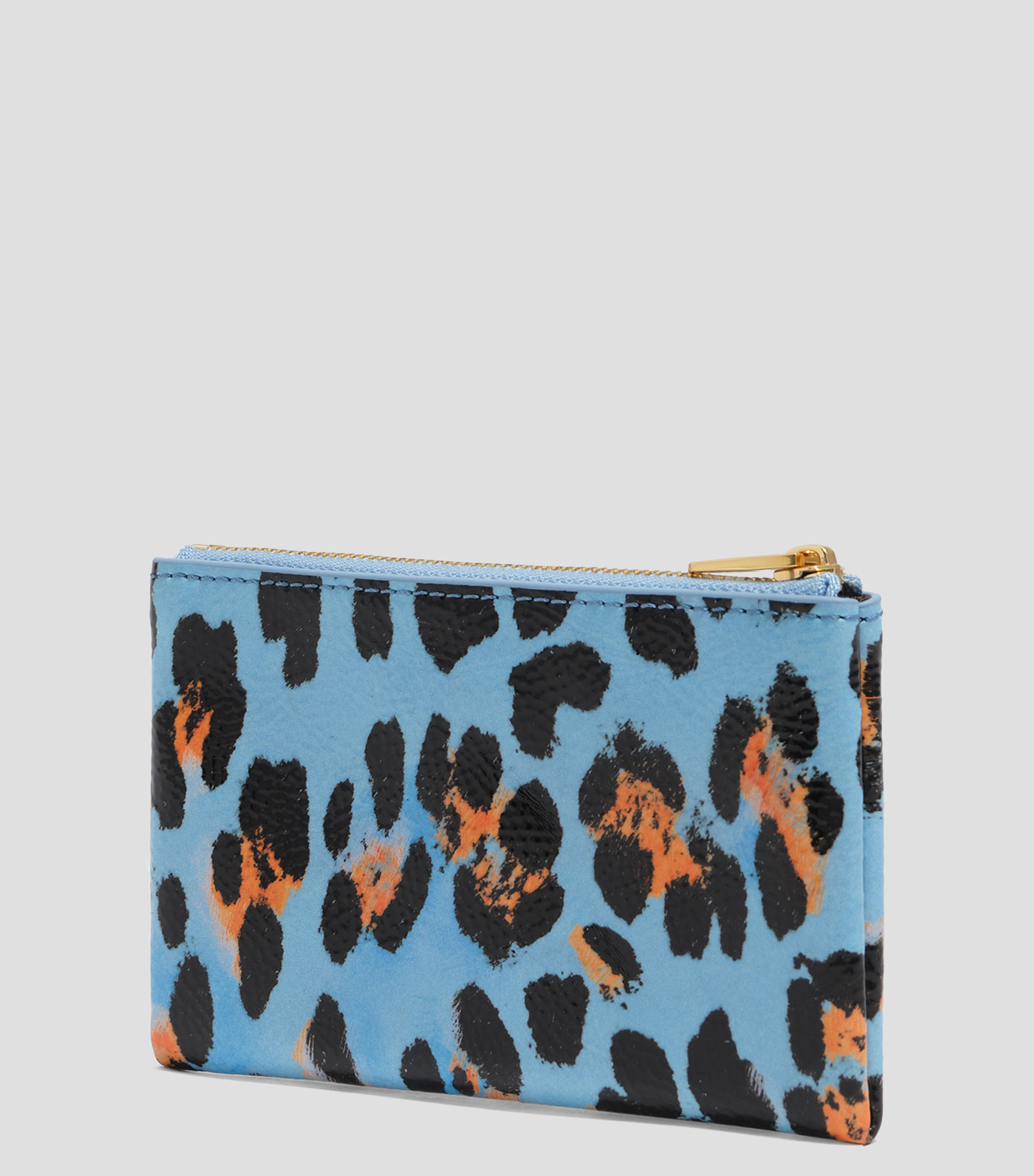 Monedero textura brillo print Leopard azul pastel Mujer