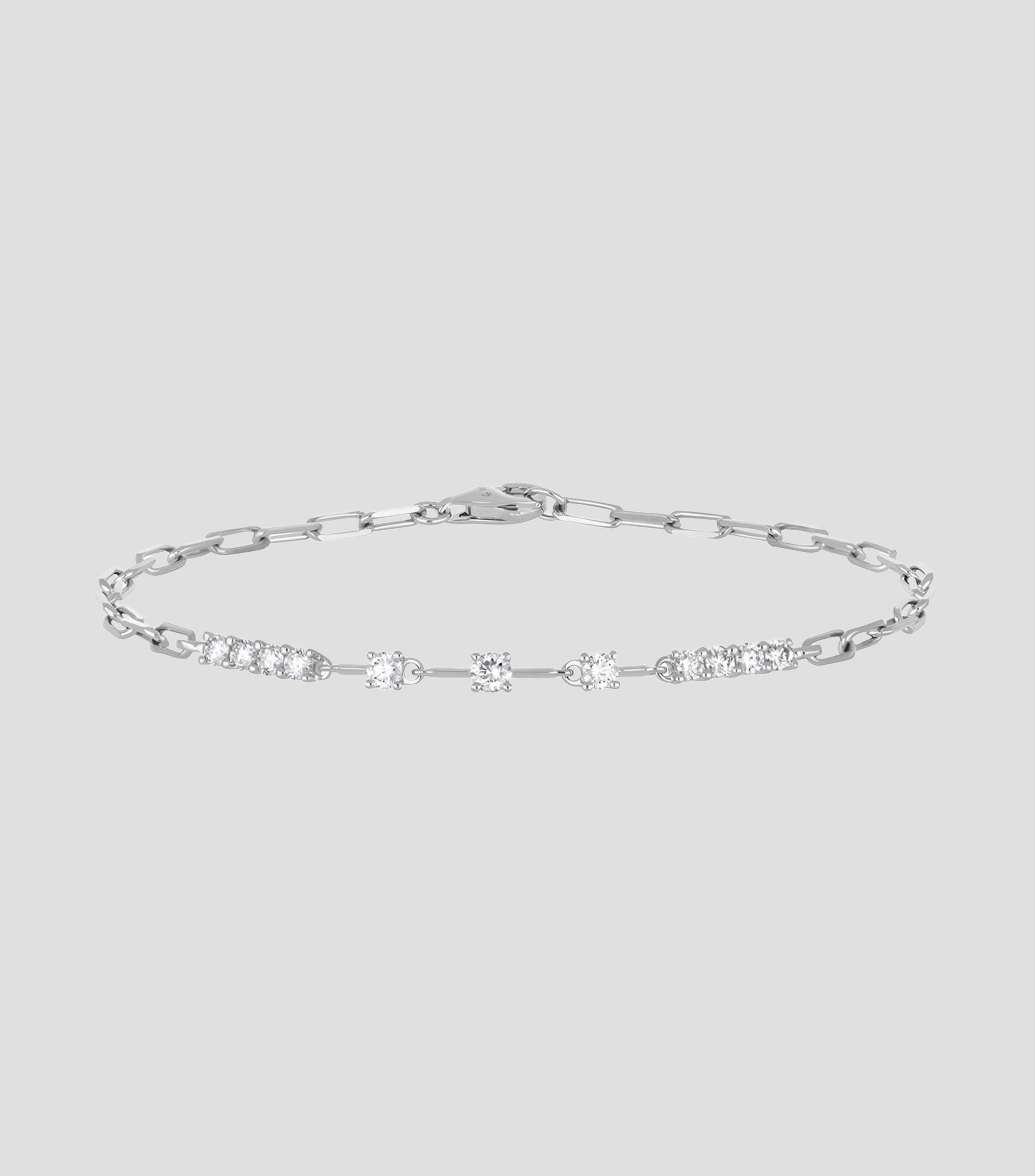 Pulsera eslabonada en Oro blanco de 14 Kilates con diamantes Mujer