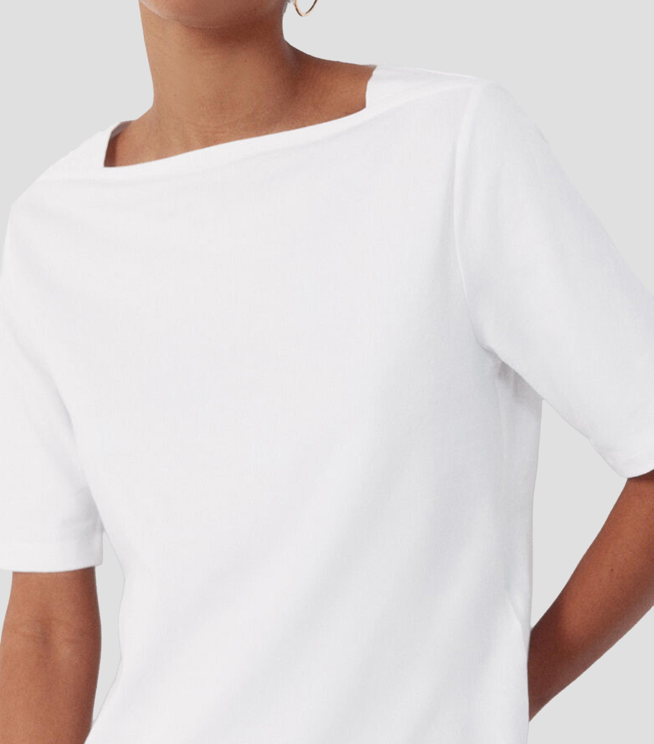 Playera cuello barco manga corta lisa Mujer