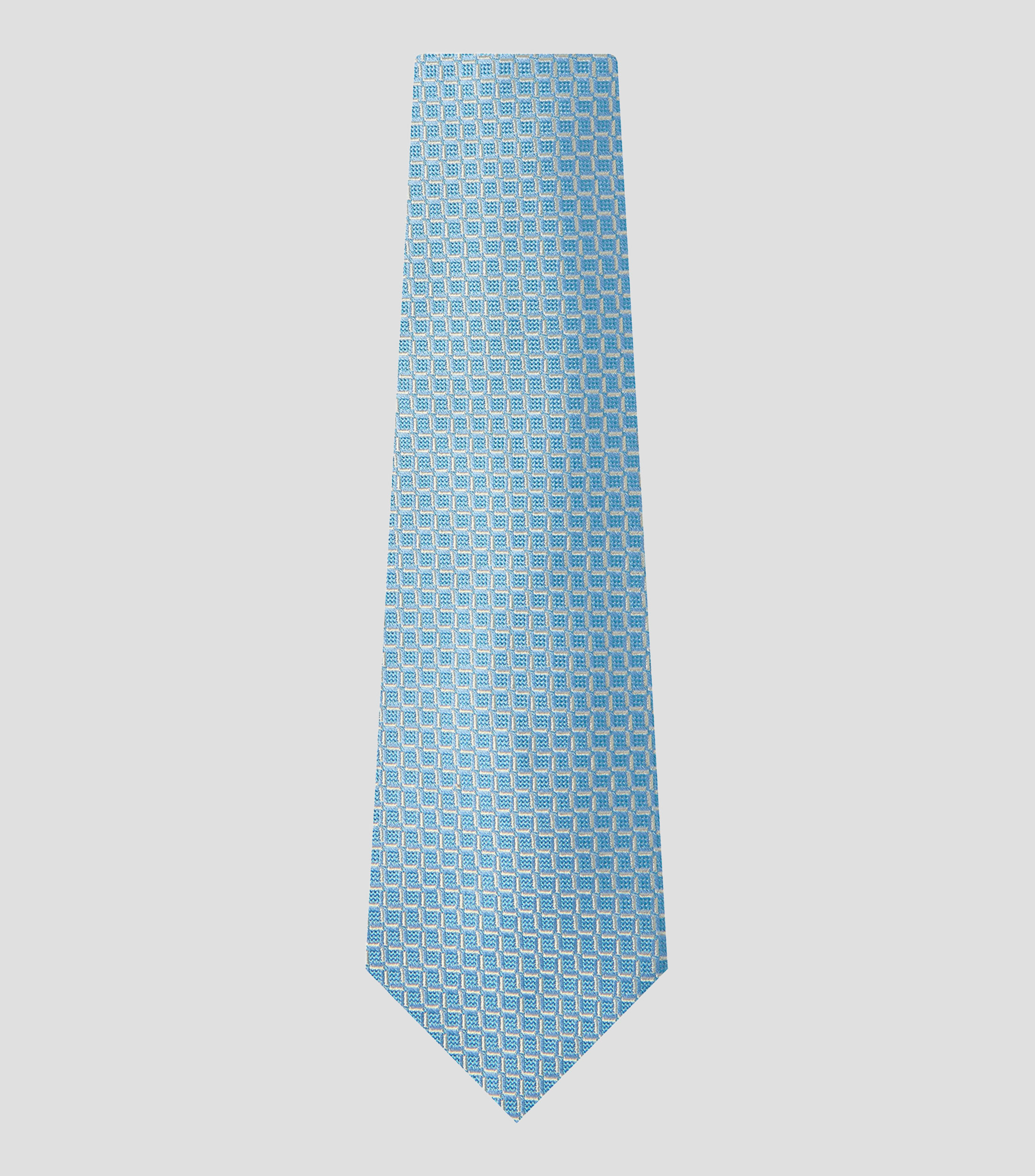 Corbata ancha en seda turquesa estampada