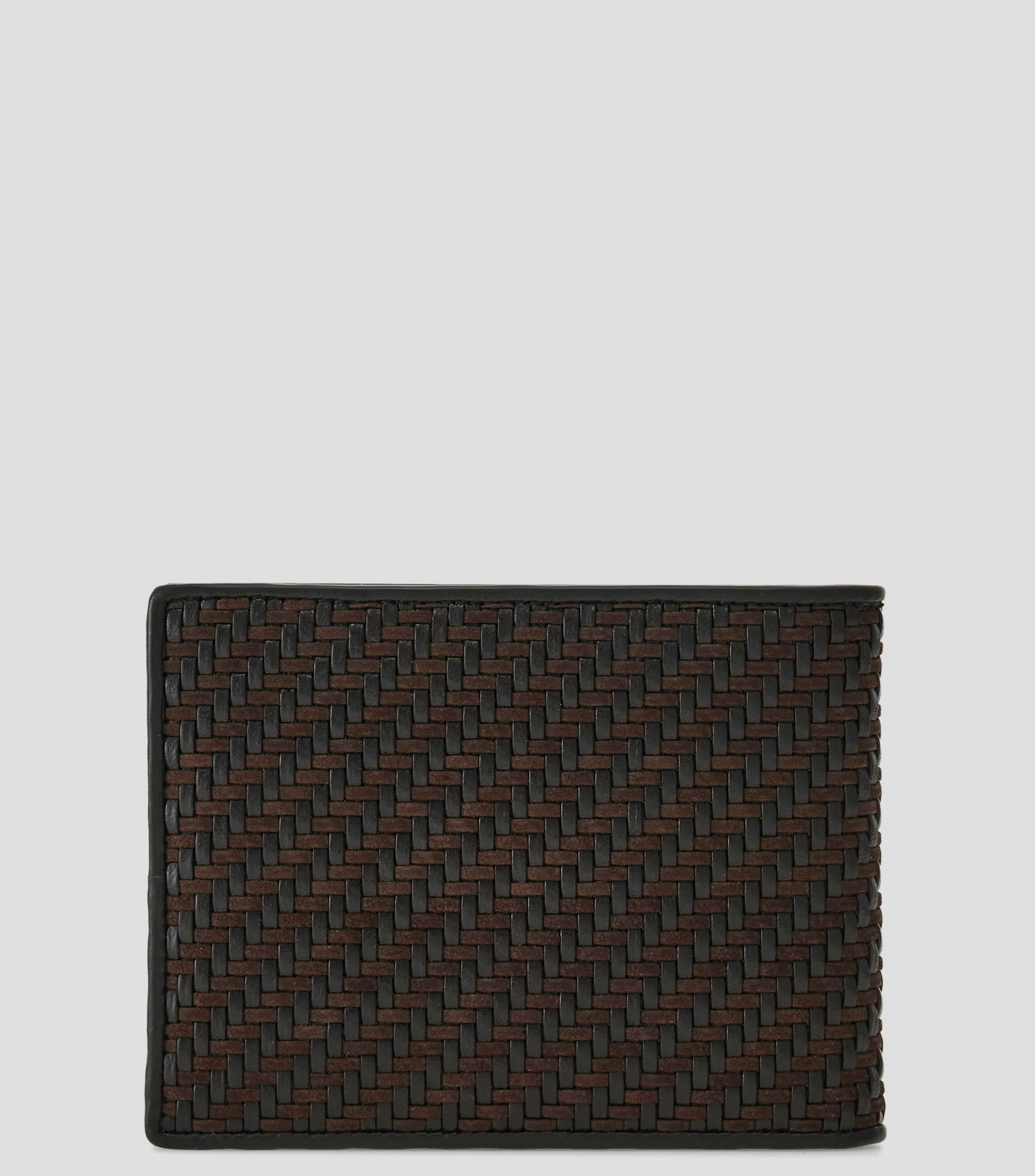 Cartera bifold en piel con entramado Hombre