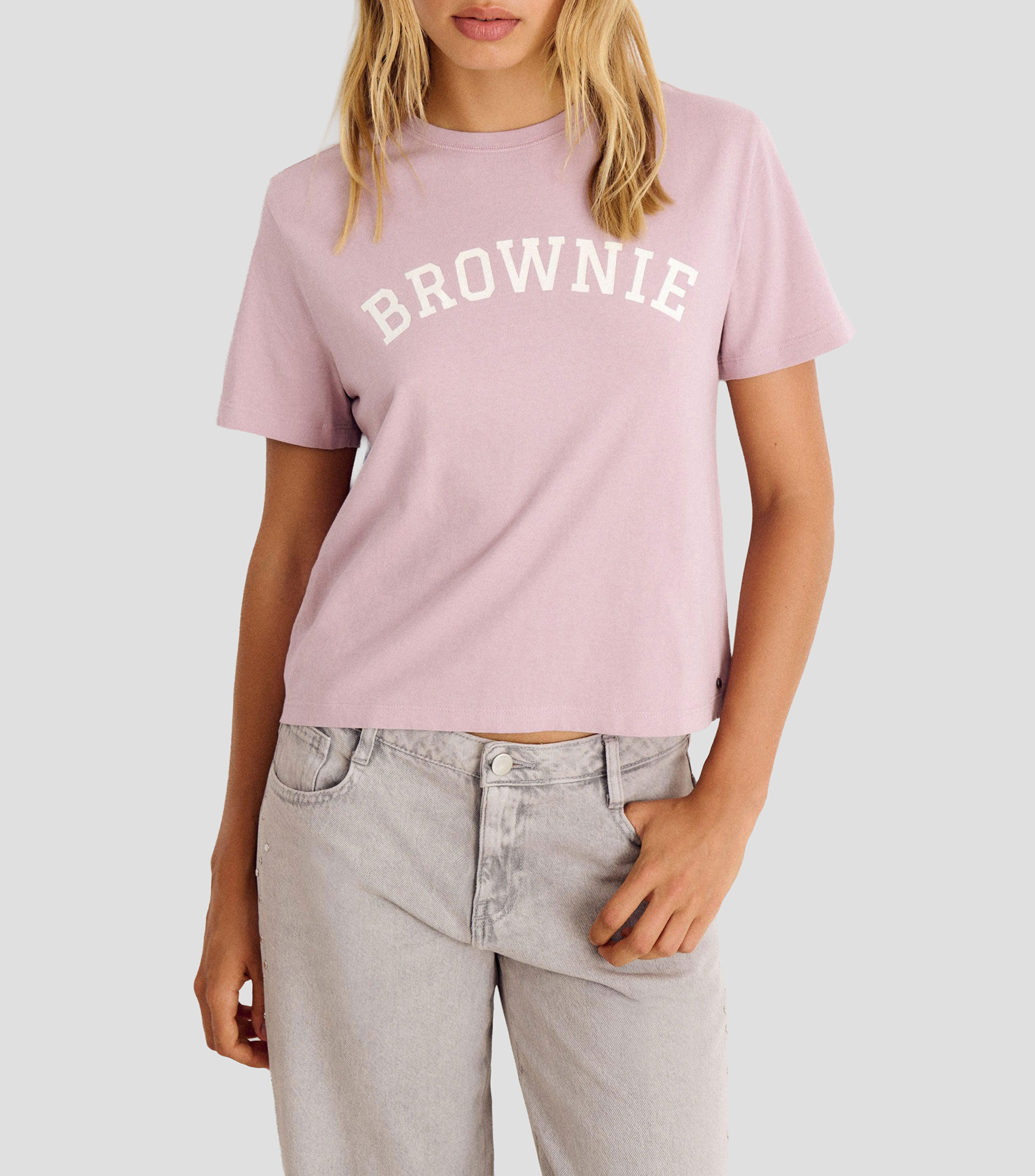 Playera cuello redondo manga corta lisa Mujer