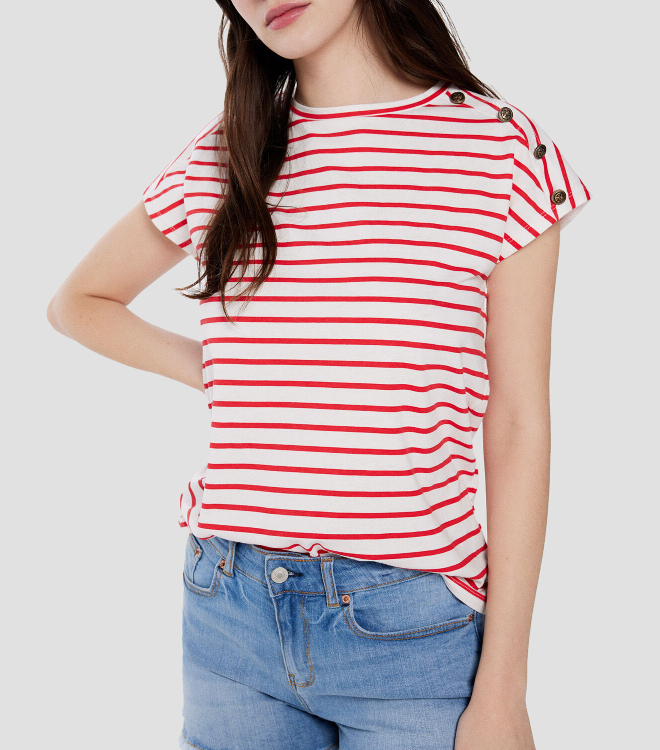 Springfield: Playera de cuello redondo con manga corta y rayas