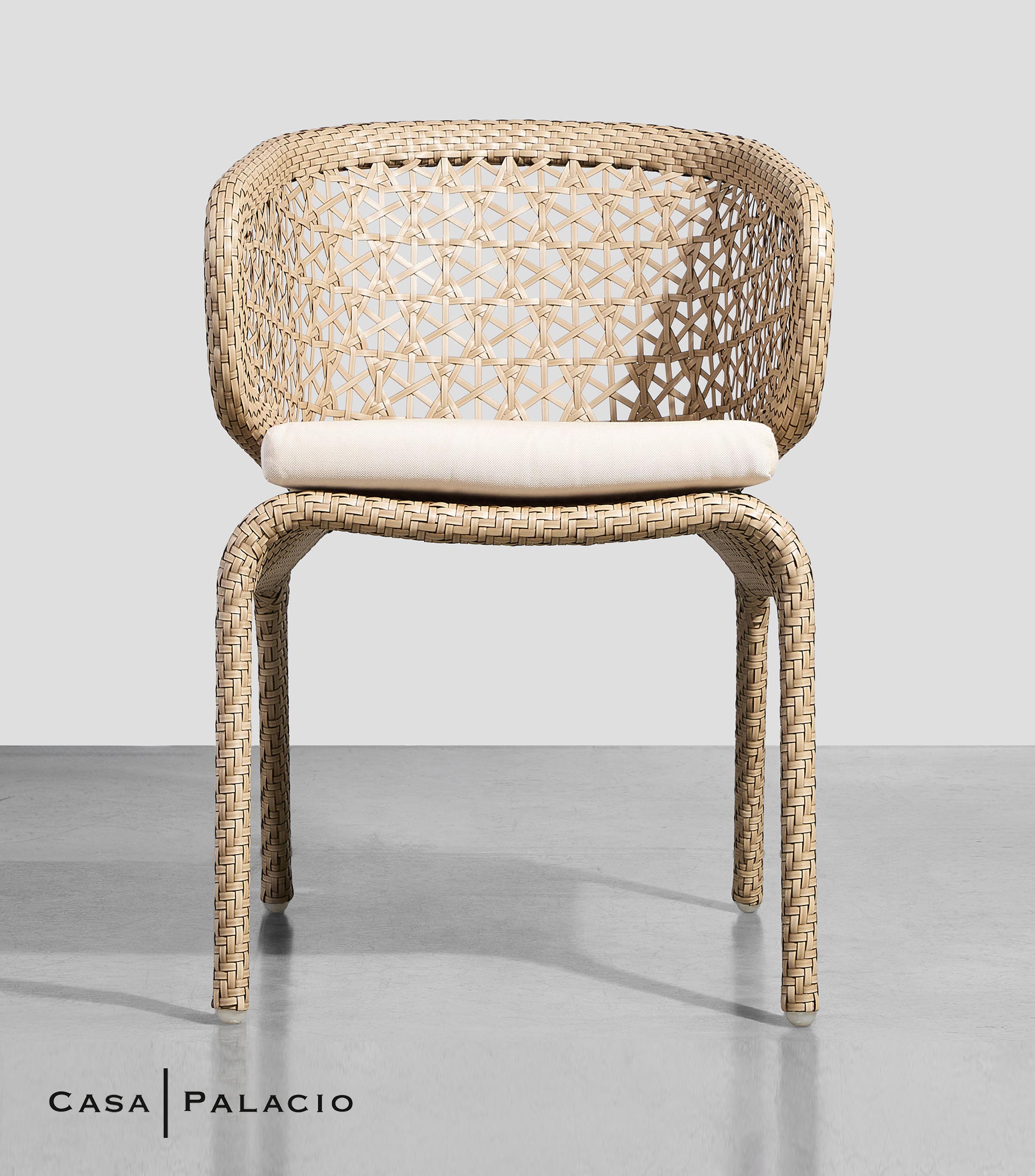 Silla Wifera en madera y mimbre beige