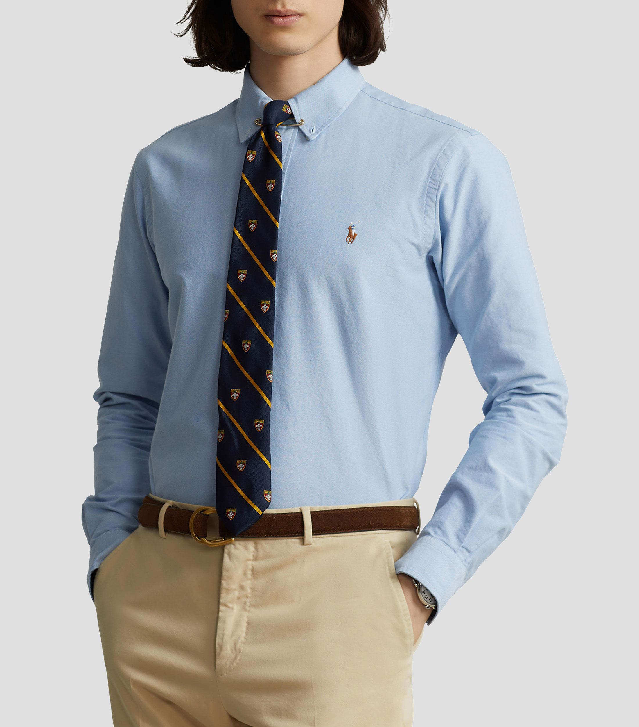 Camisa lisa manga larga Hombre