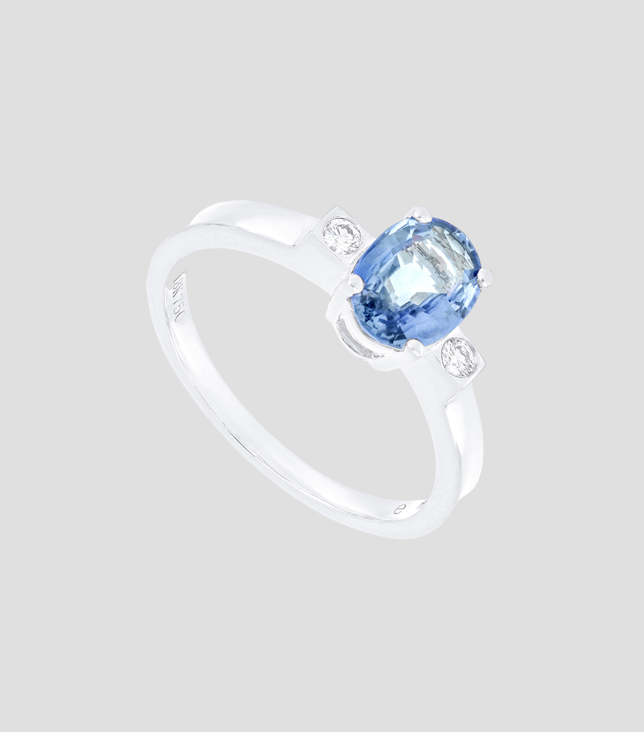 Anillo en oro blanco de 18 Kilates con zafiro Mujer