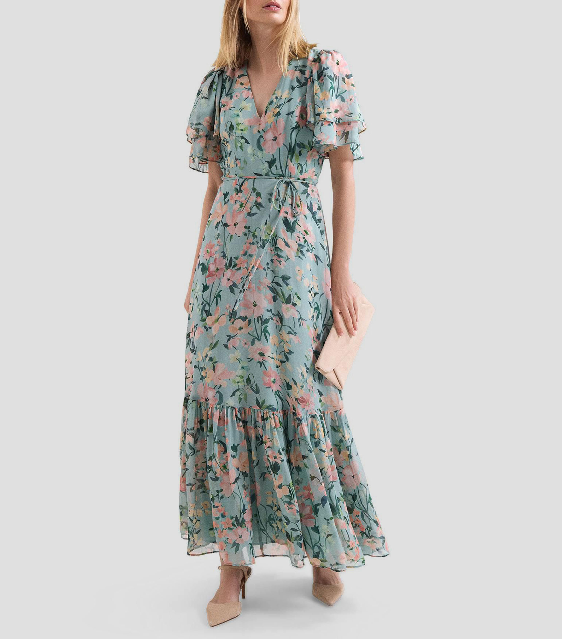 Vestido maxi con estampado de flores Mujer