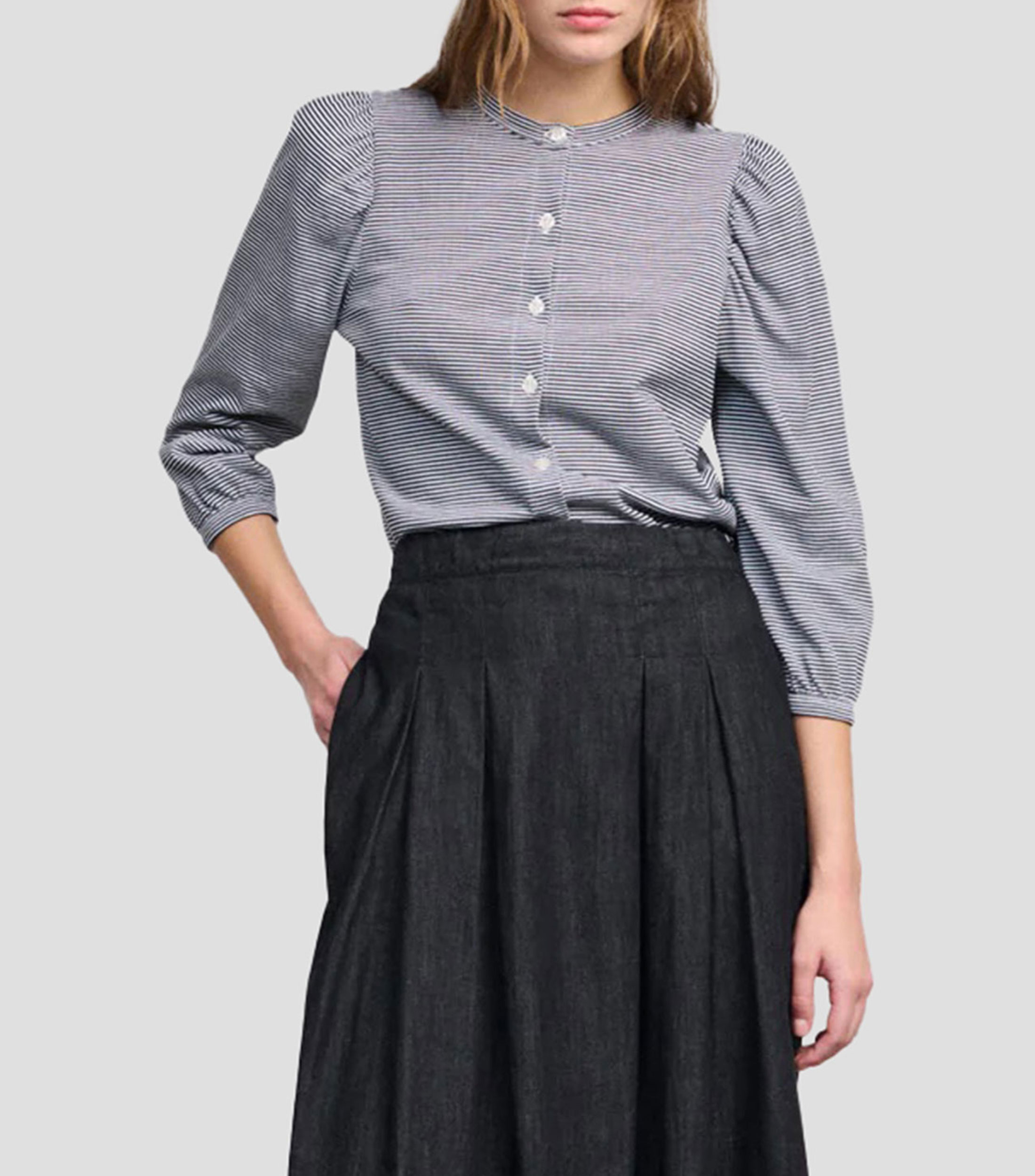 Blusa rayas manga larga Mujer