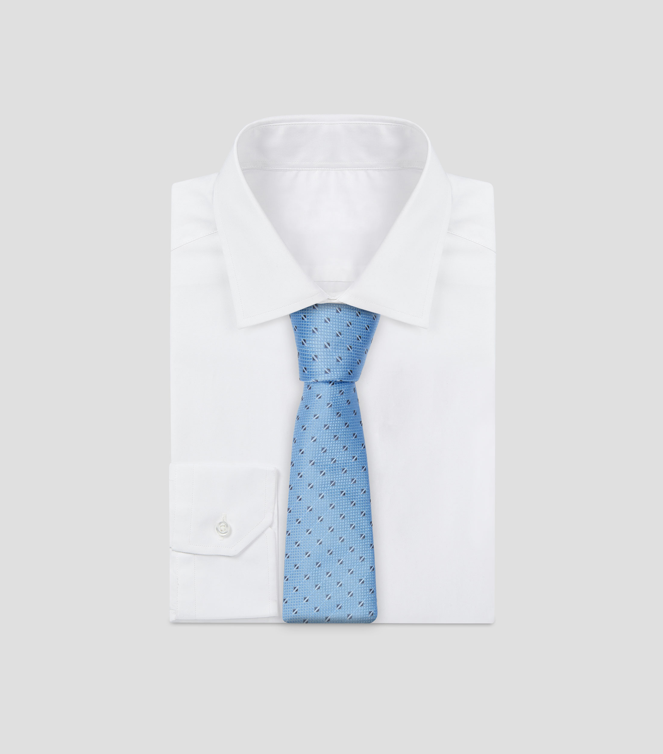 Corbata ancha en seda azul con jacquard