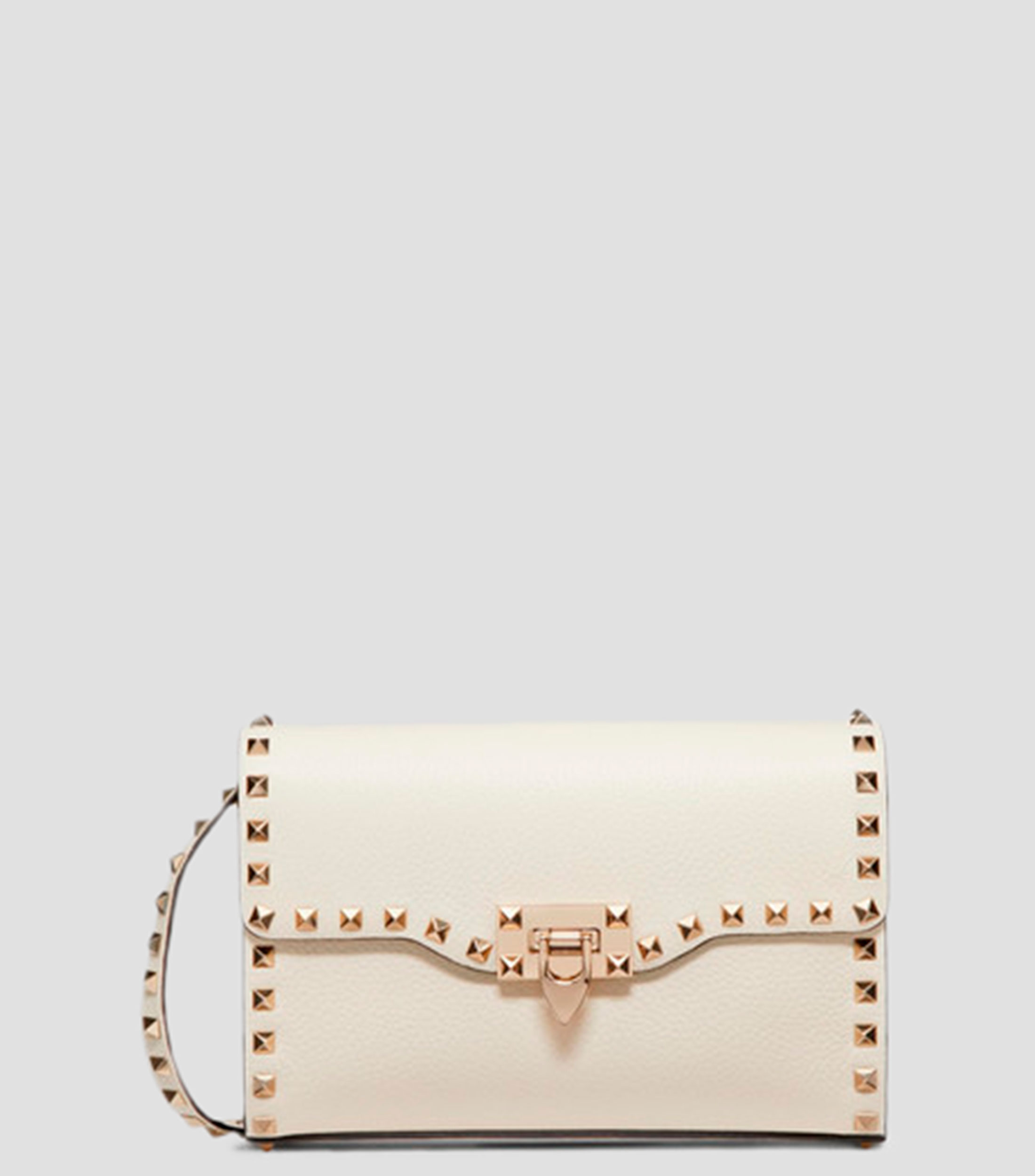 Bolsa mini crossbody en piel Rockstud blanca Mujer
