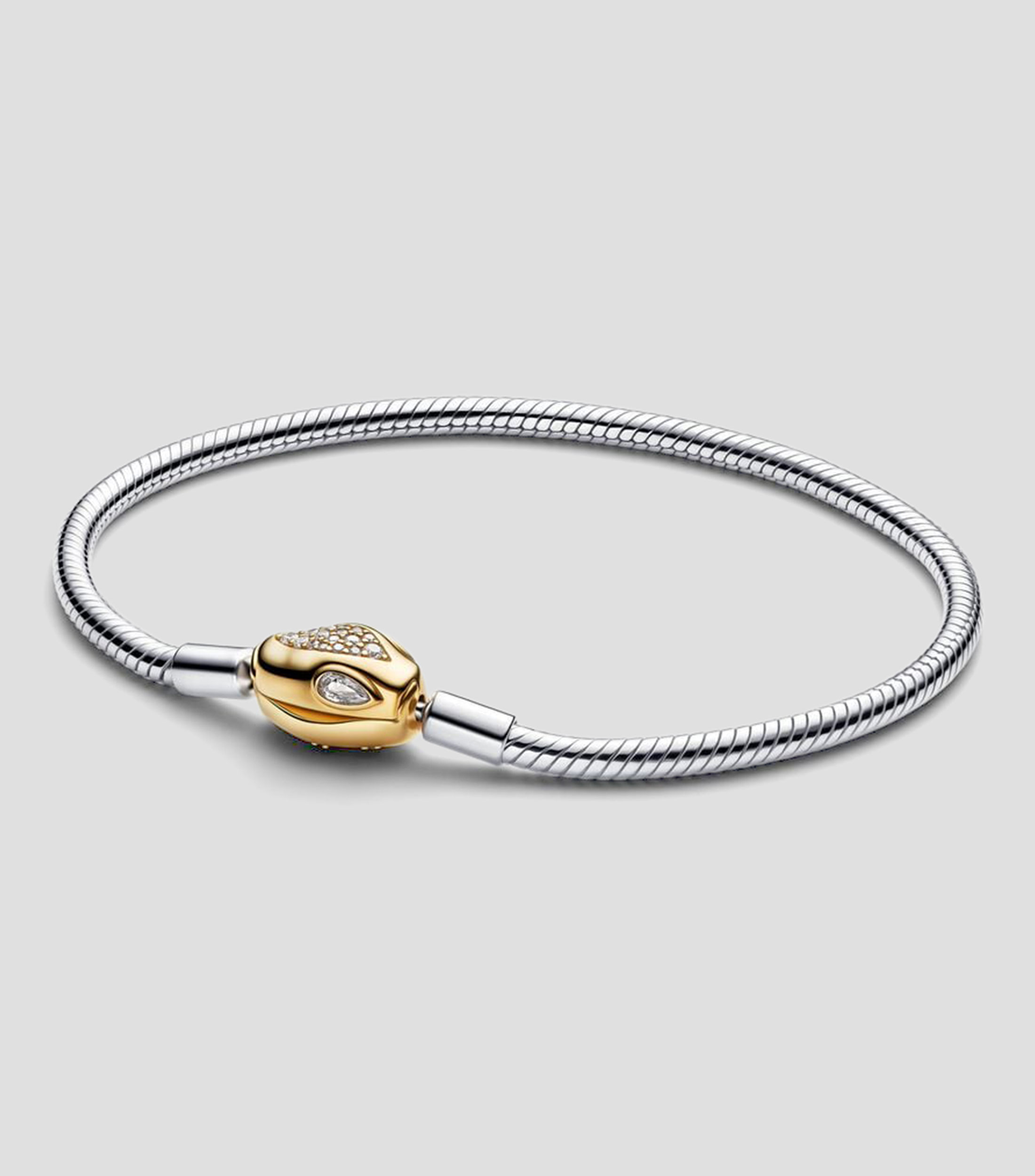 Brazalete en plata con cabeza de serpiente Mujer
