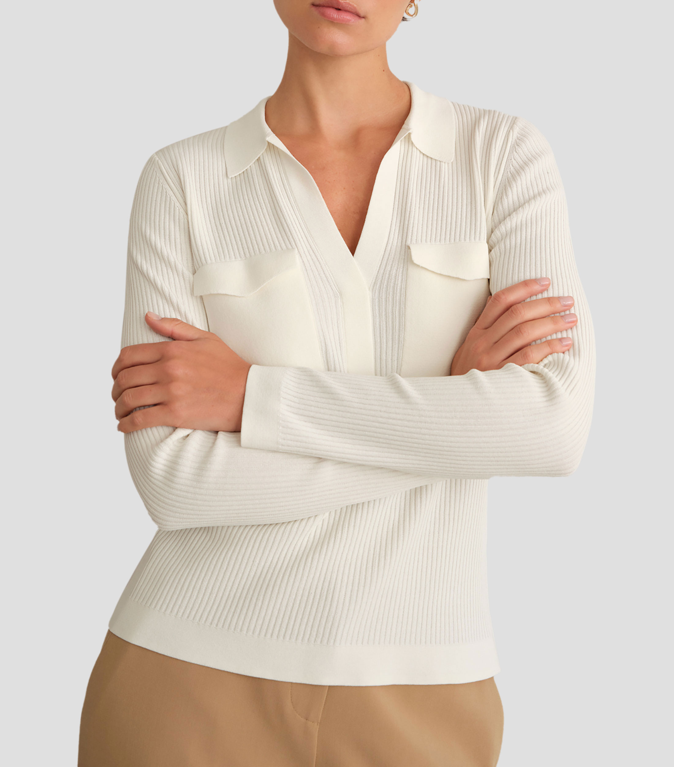 Camisa lisa manga larga Mujer