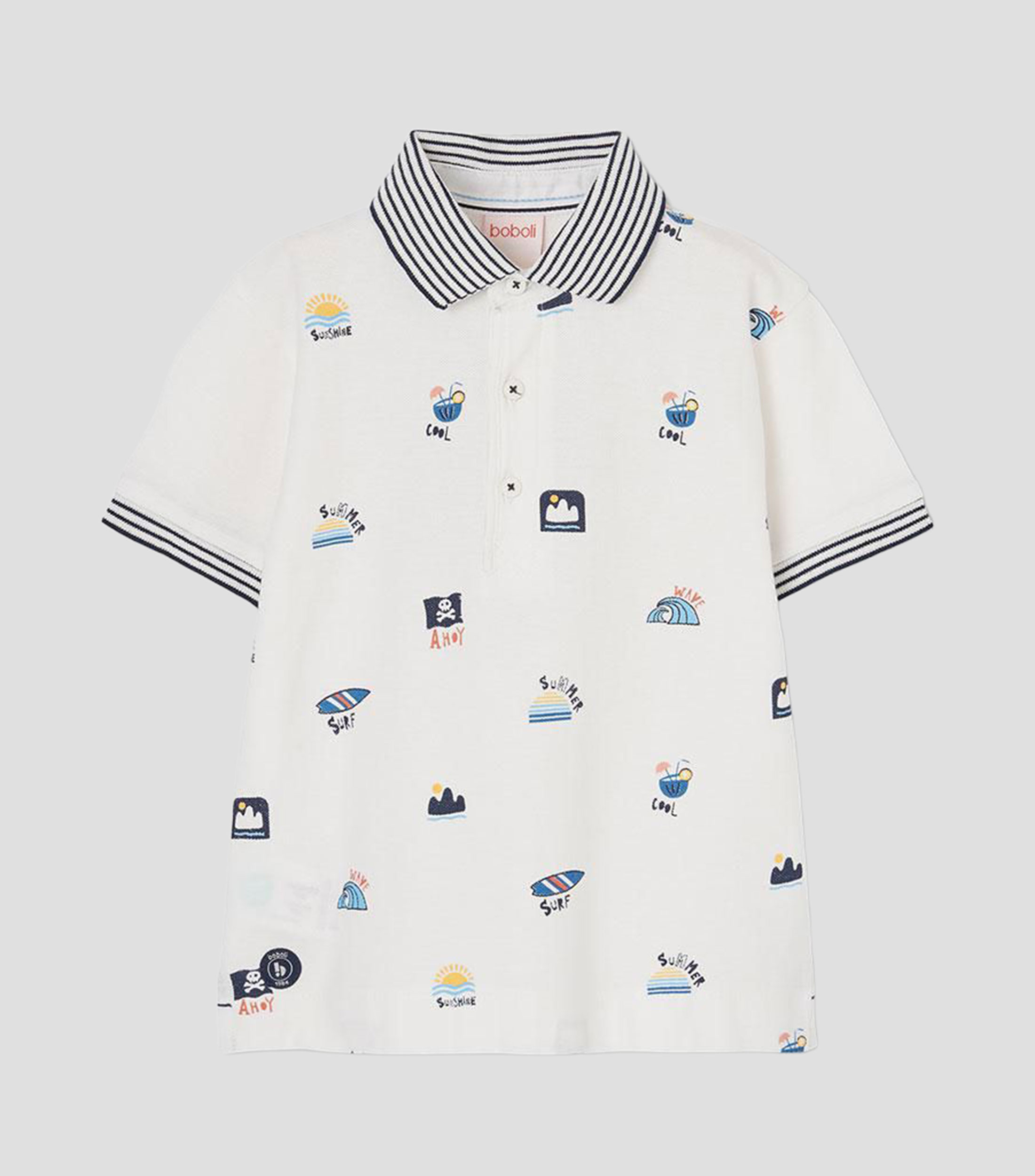Playera tipo polo manga corta estampada Bebé