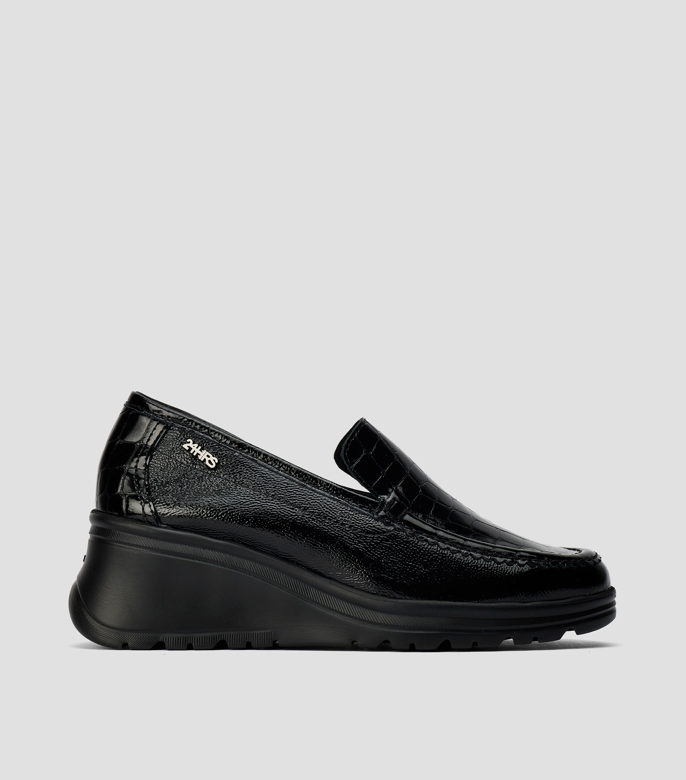 Zapatos casuales de tacón madiano ancho en piel Mujer