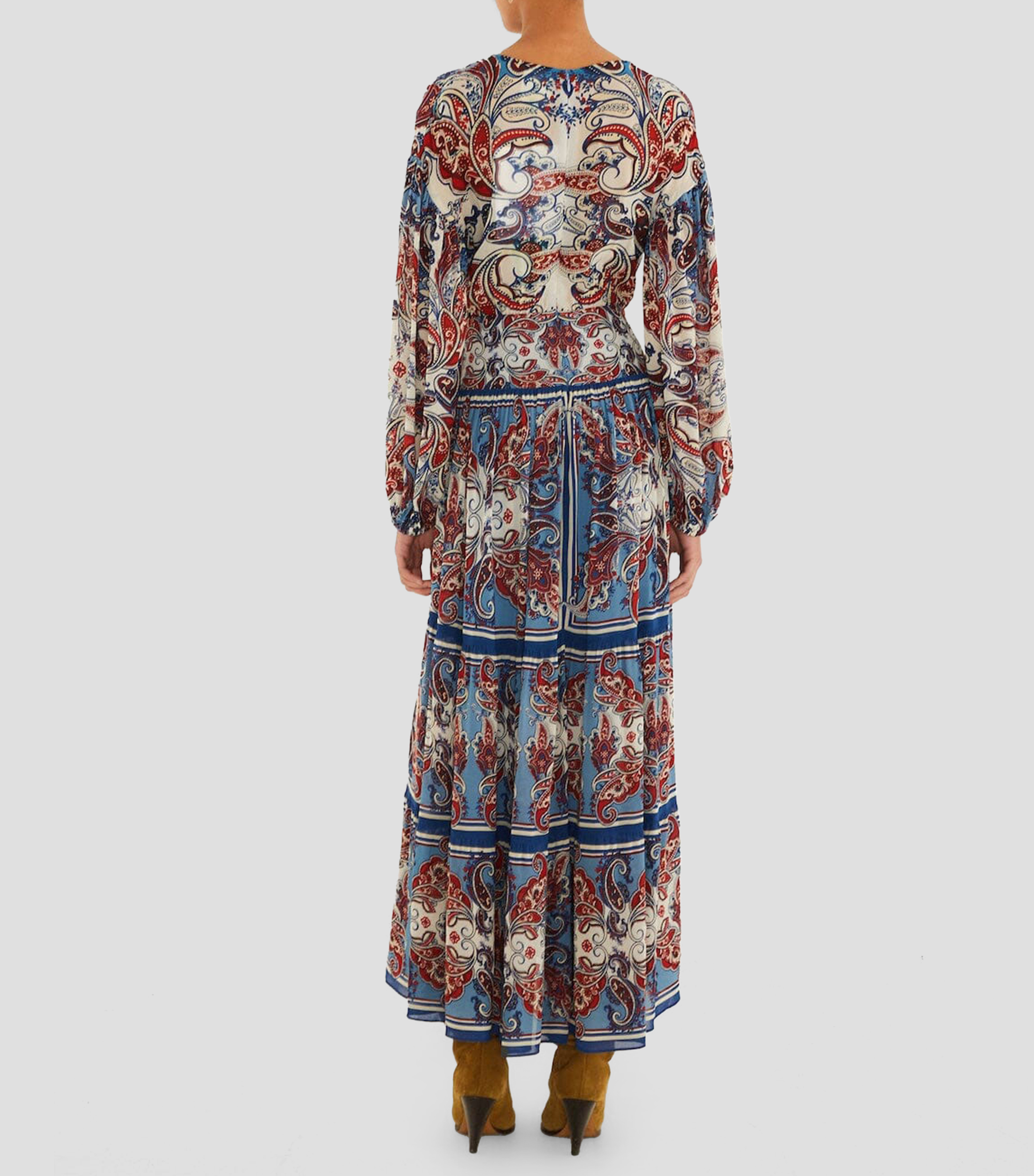 Vestido largo manga larga estampado Paisley Scarf Mujer
