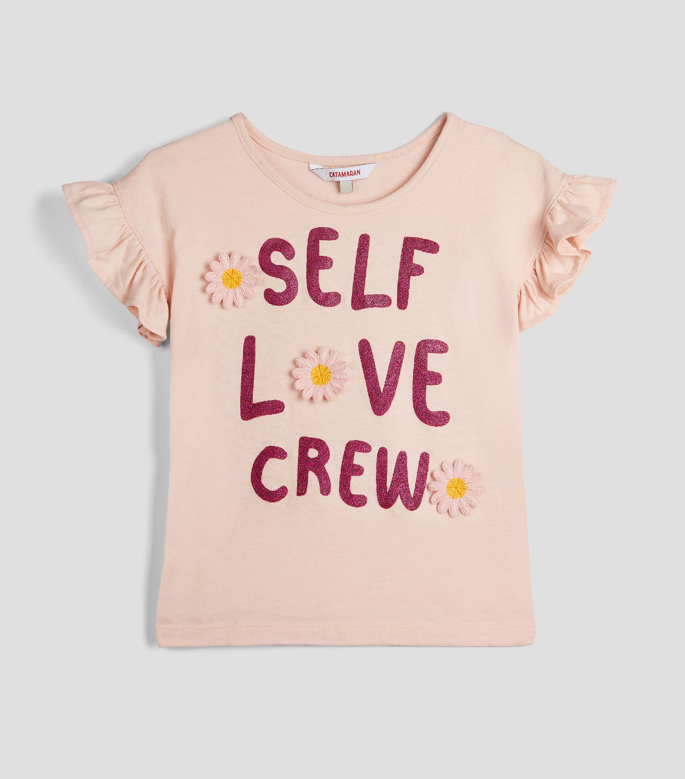 Playera cuello redondo manga corta estampada Niña