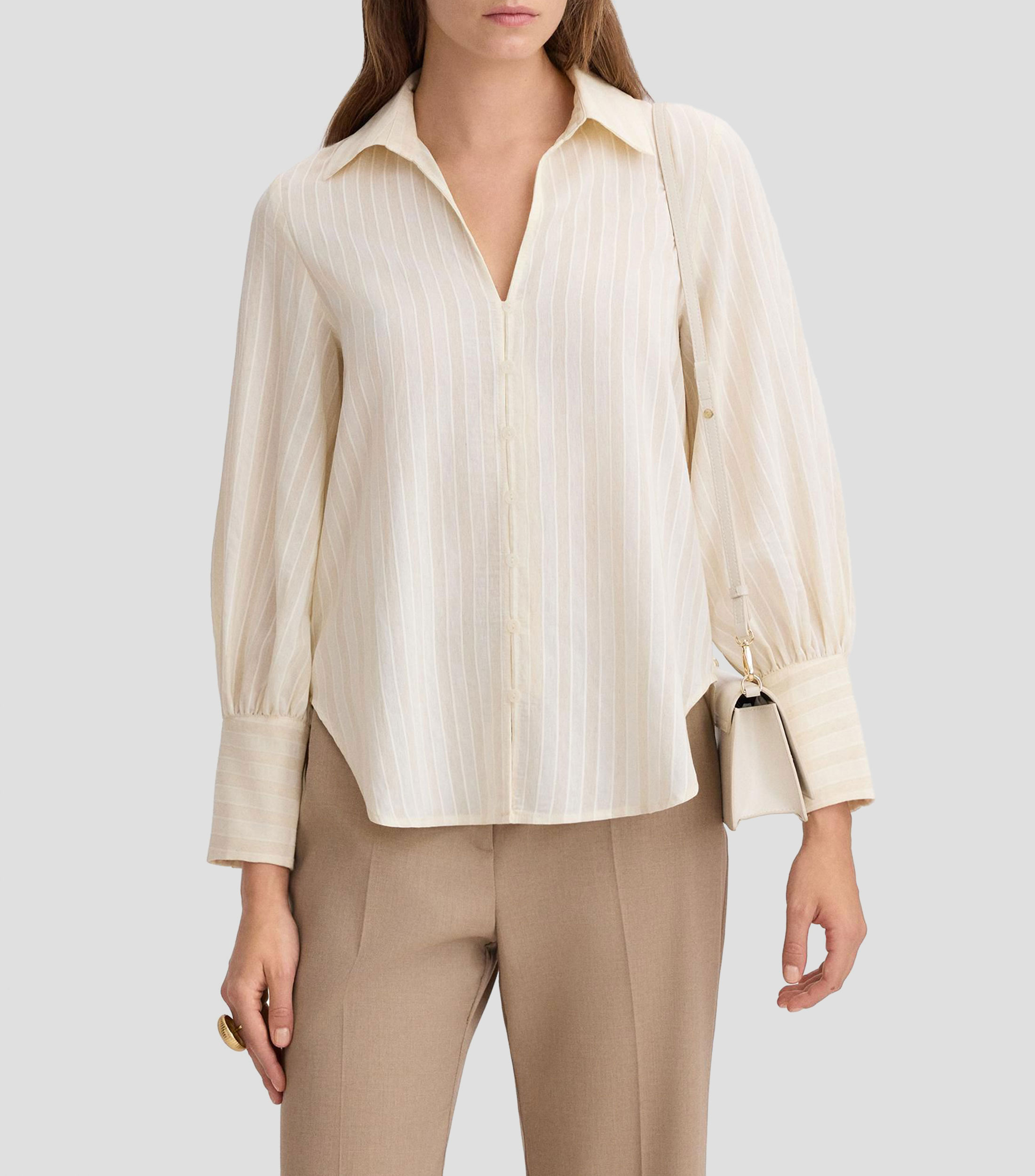 Blusa a rayas manga larga Mujer