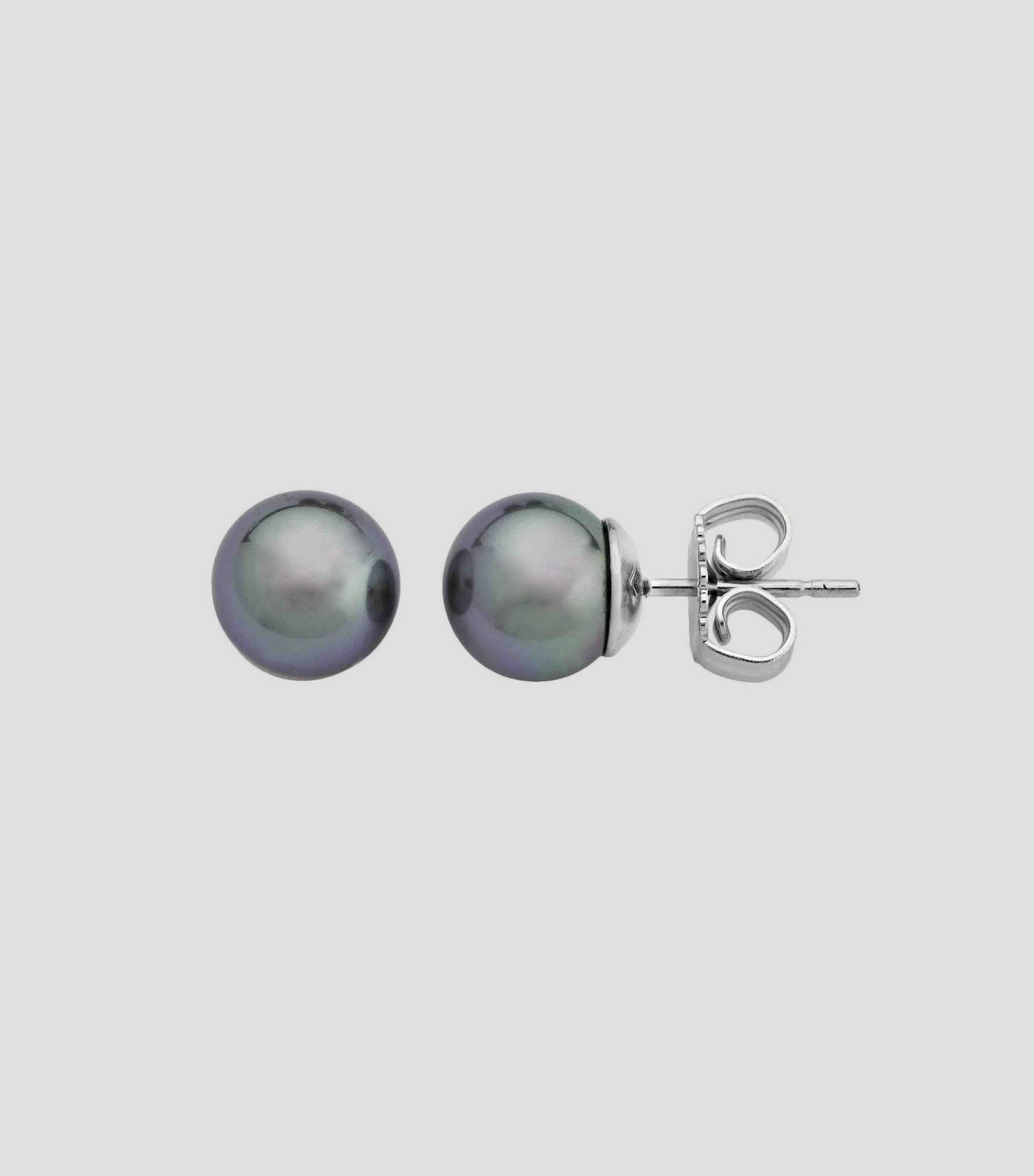Aretes en plata con perlas grises Mujer