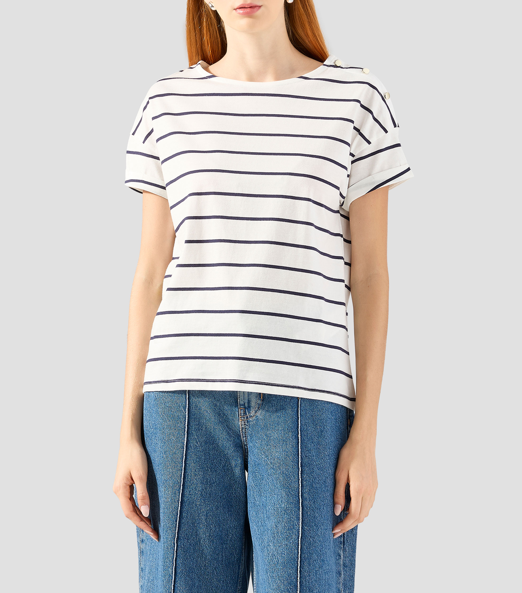 Springfield Playera cuello redondo manga corta de rayas Mujer |El