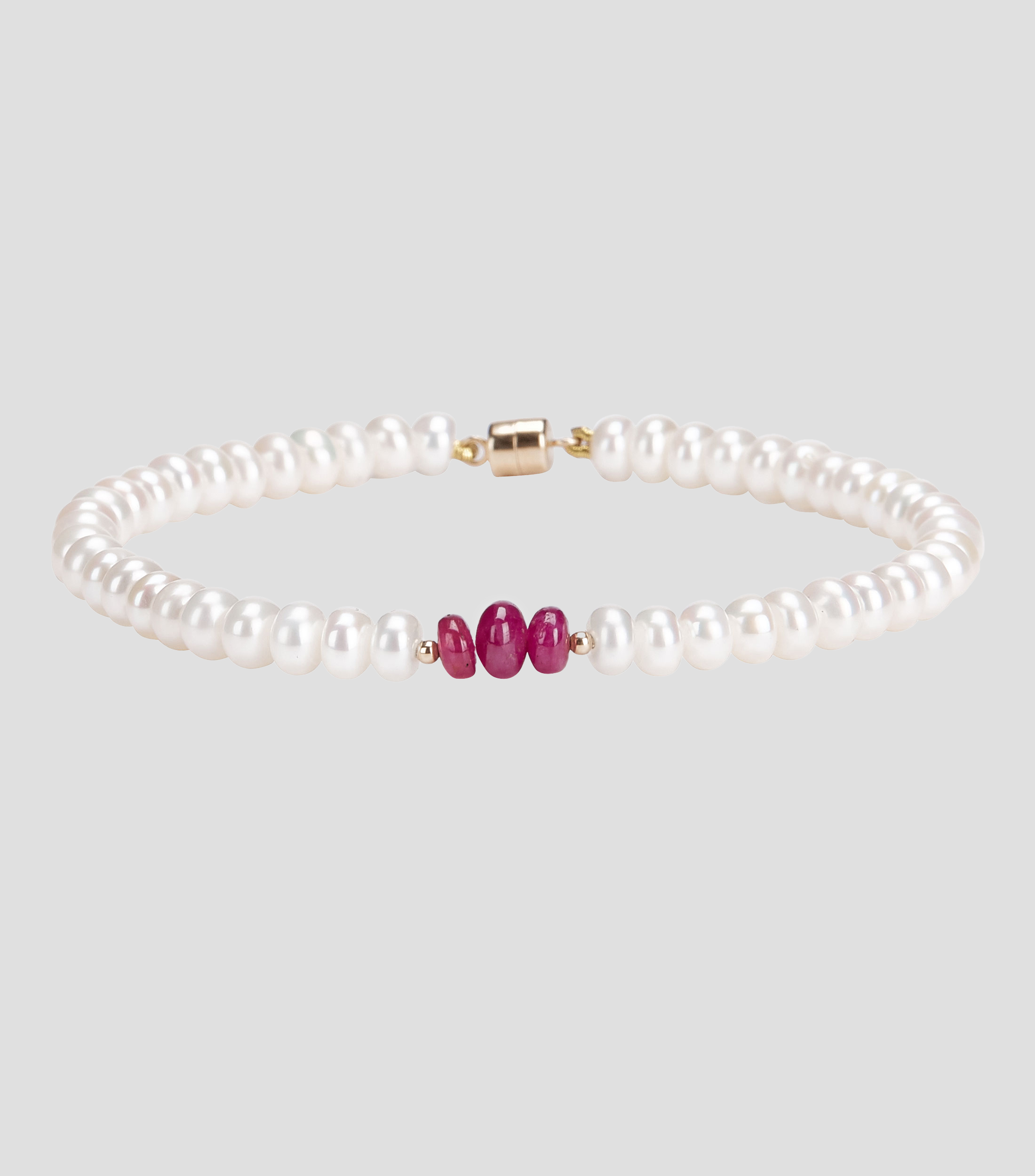 Pulsera con Perlas en Oro de 14 Kilates Mujer