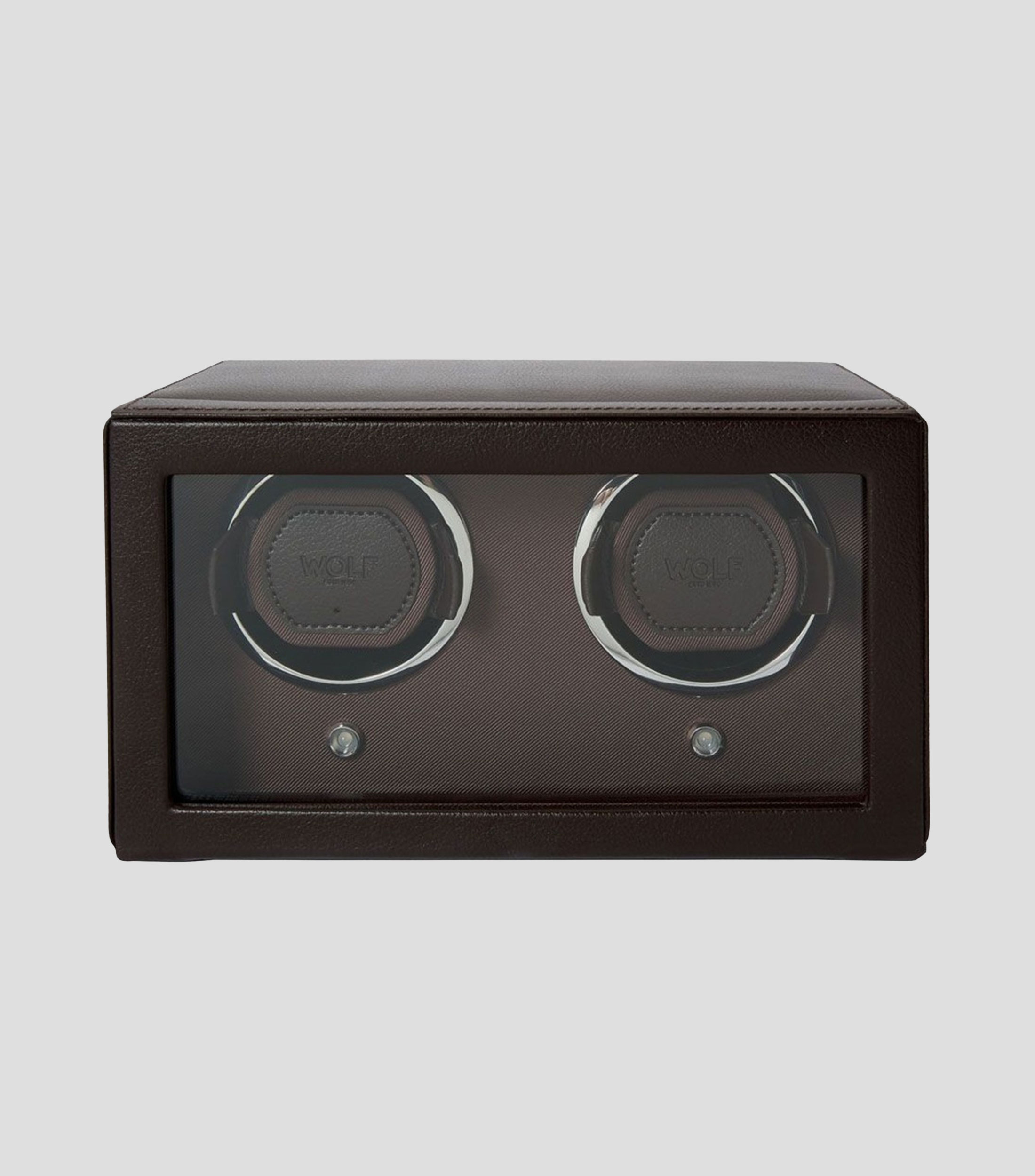 Caja para relojes enrollable doble con tapa marrón en piel