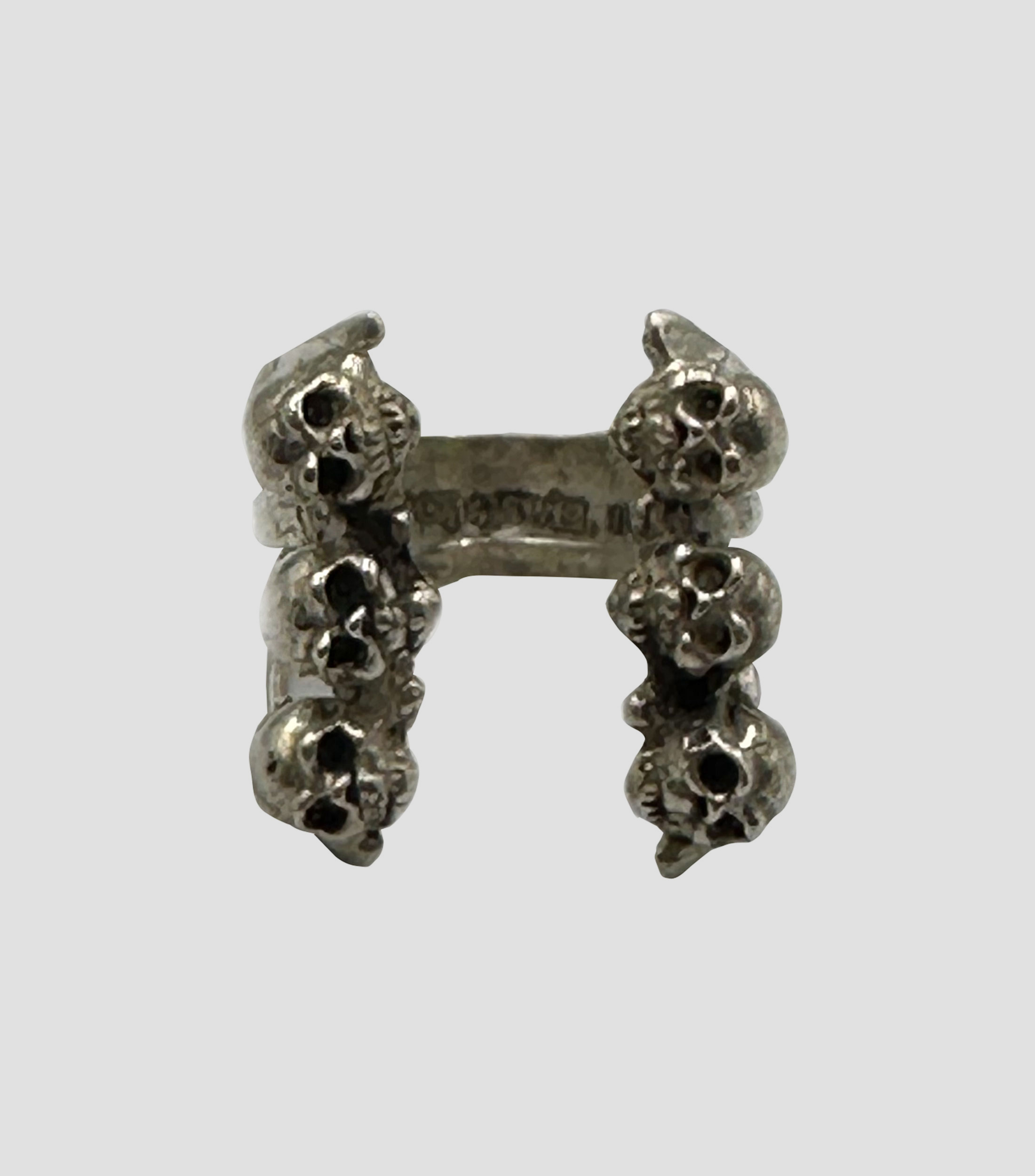 Anillo abierto en plata .925 con calaveras Hombre