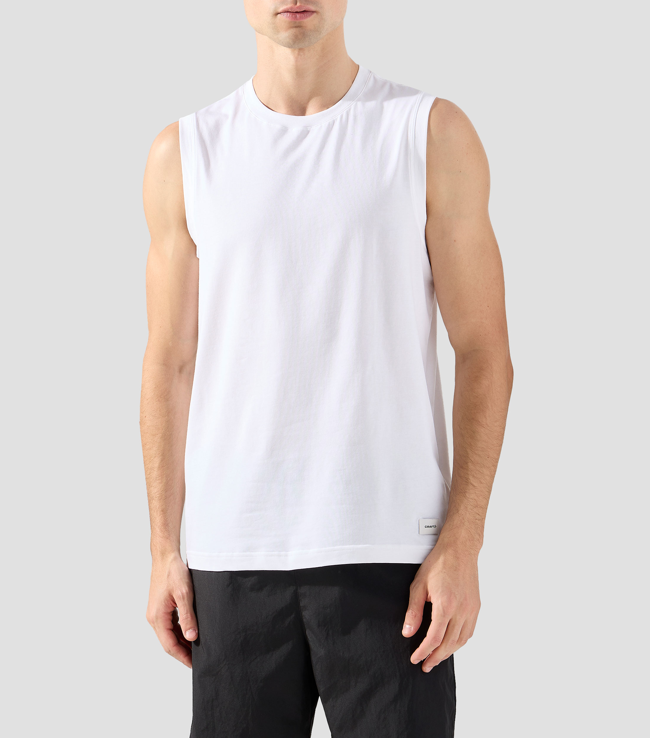 Playera para correr de cuello redondo sin mangas lisa Hombre