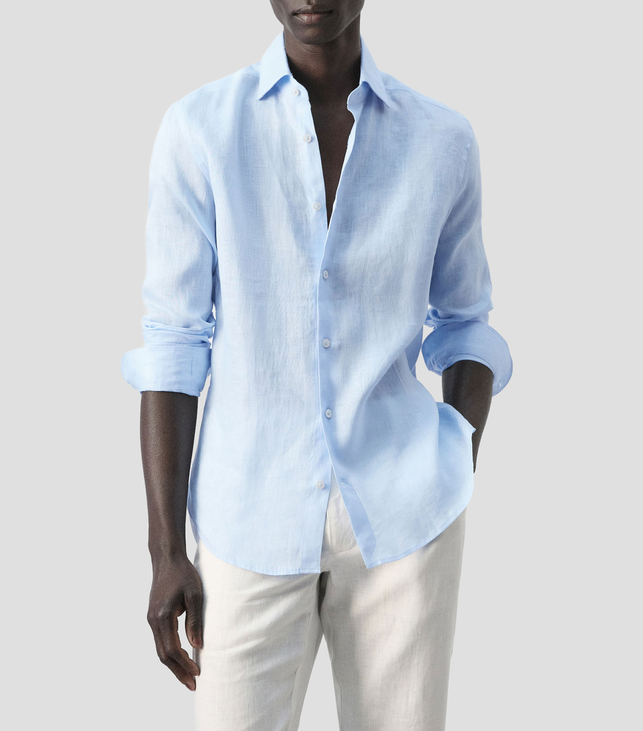 Camisa lisa manga larga Hombre