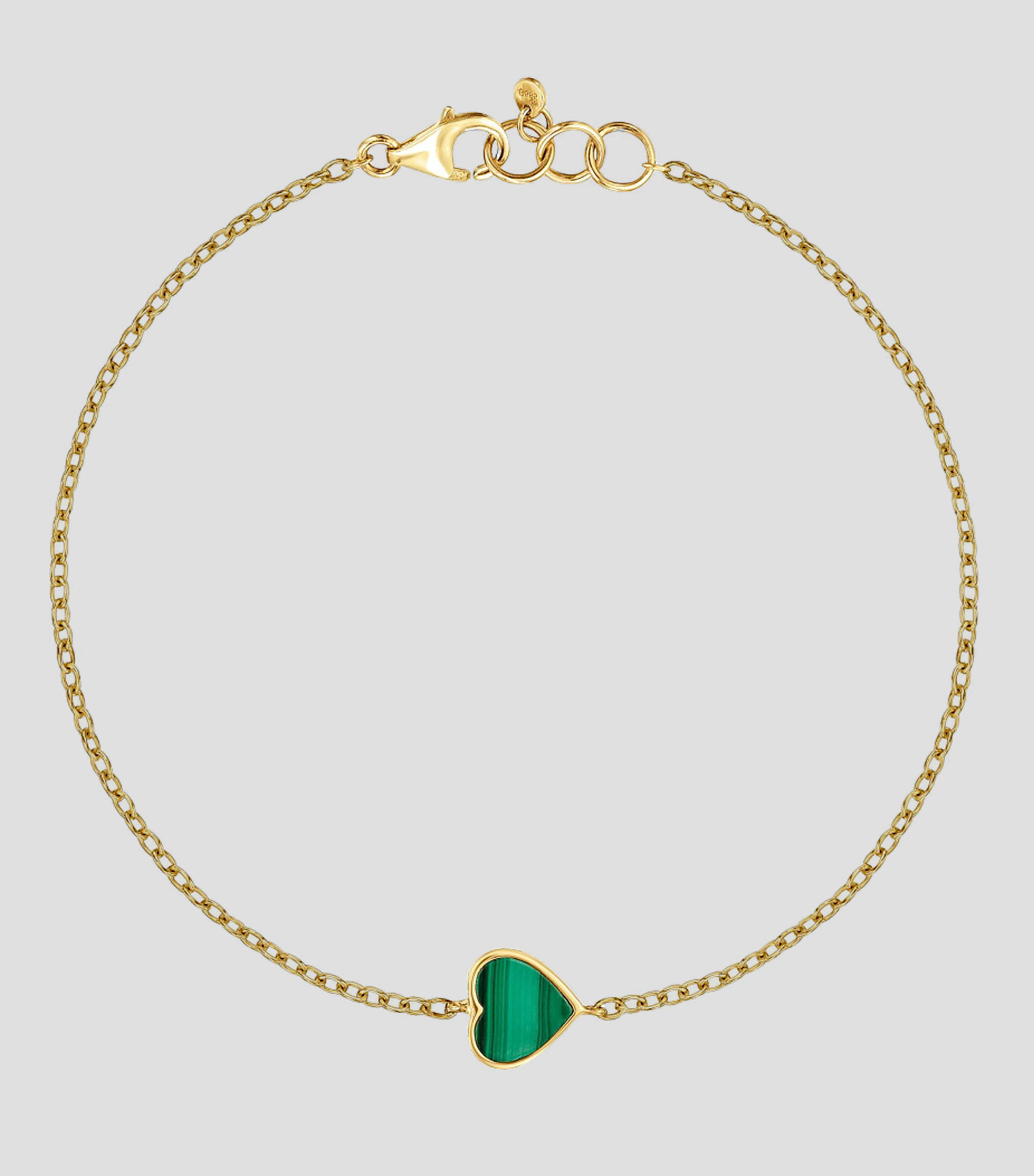 Pulsera en oro amarillo 14 kilates con malaquita XXS Mujer