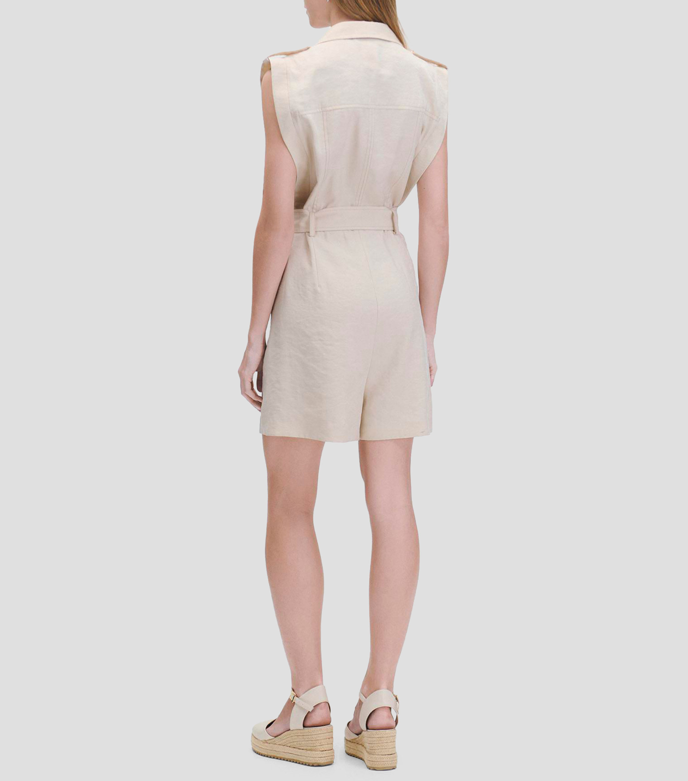 Romper estilo safari hueso efecto corrugado con banda Mujer