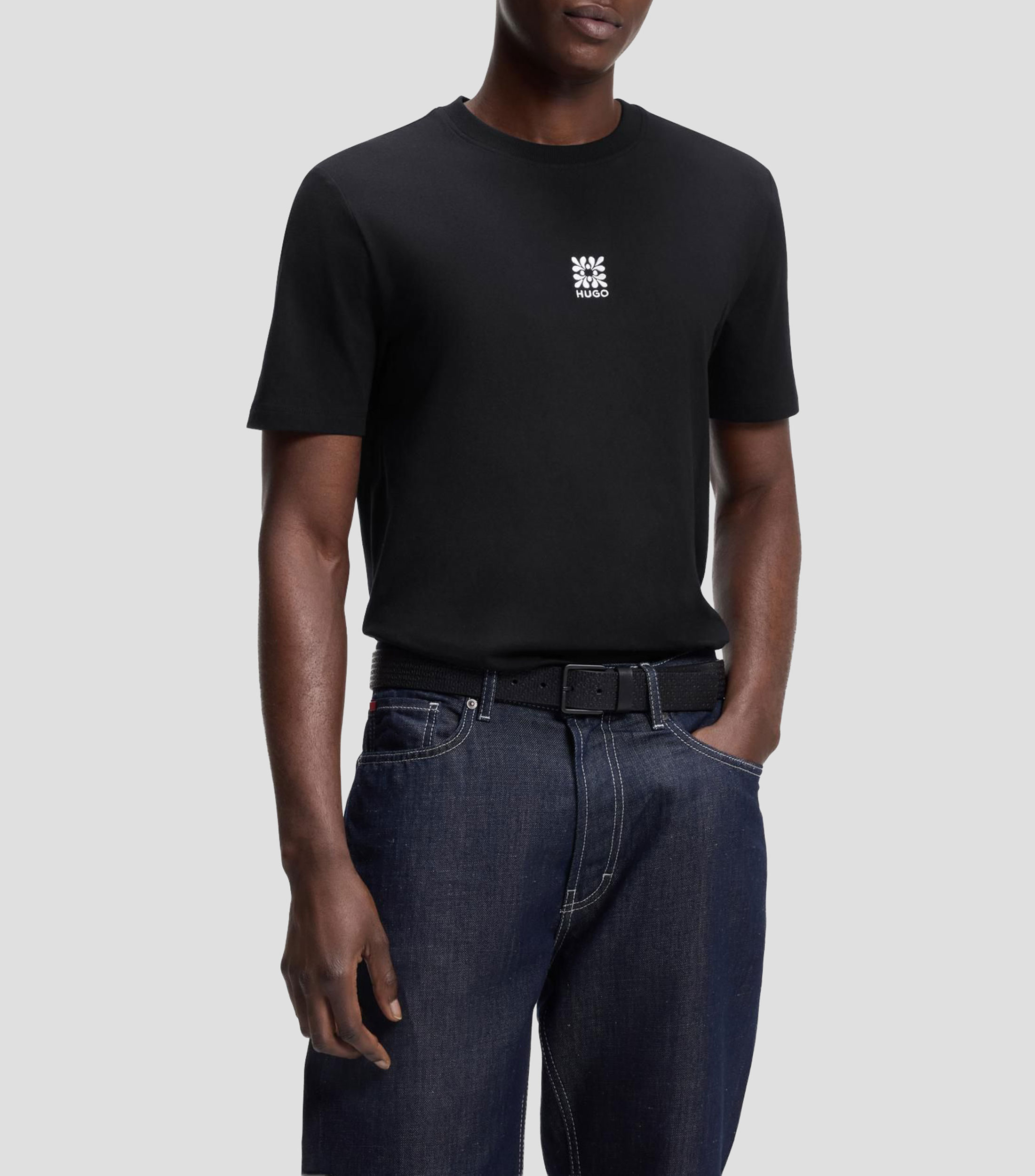Playera de punto de algodón con ilustración de logo bordado Hombre