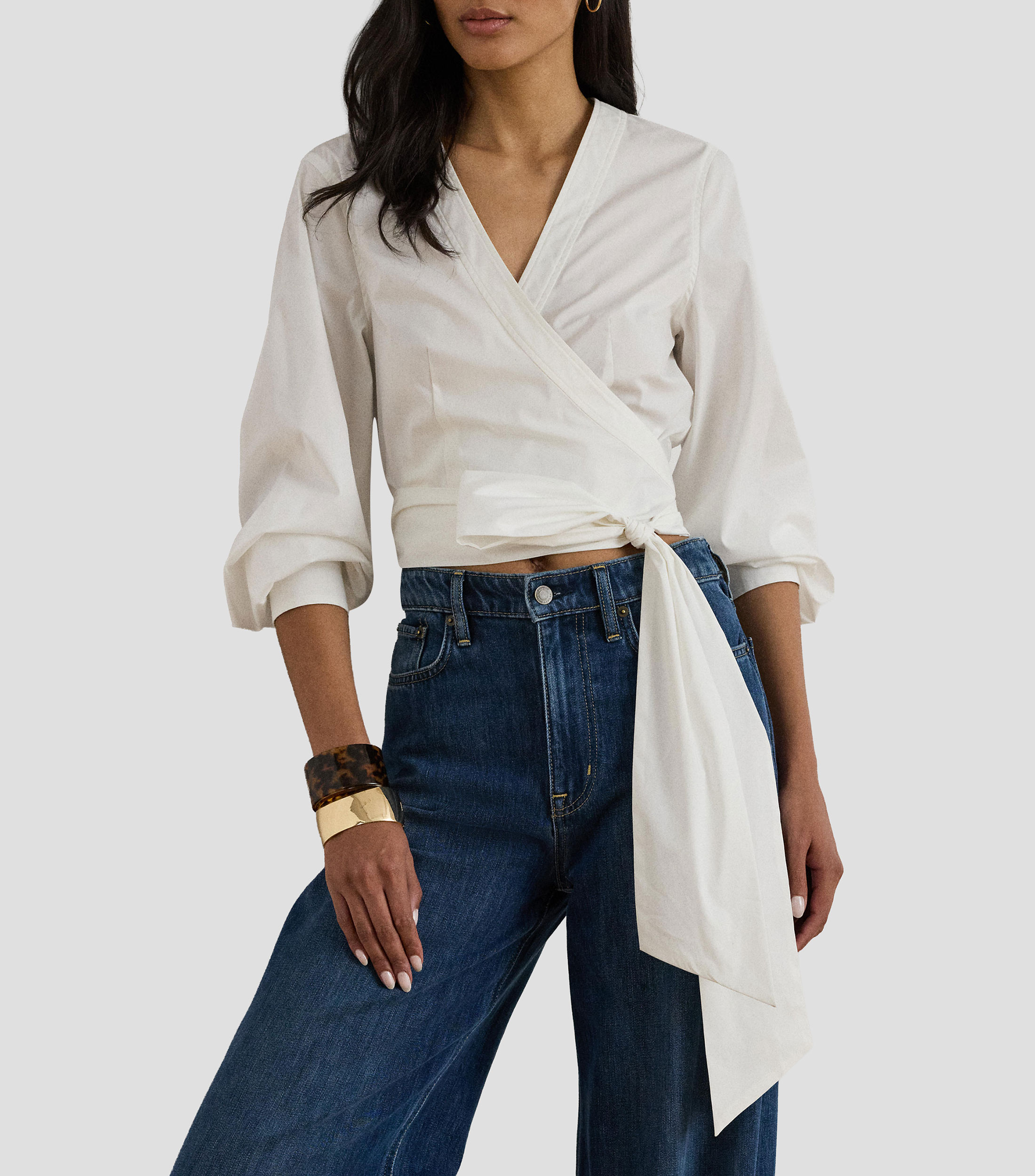 Blusa lisa manga larga Mujer