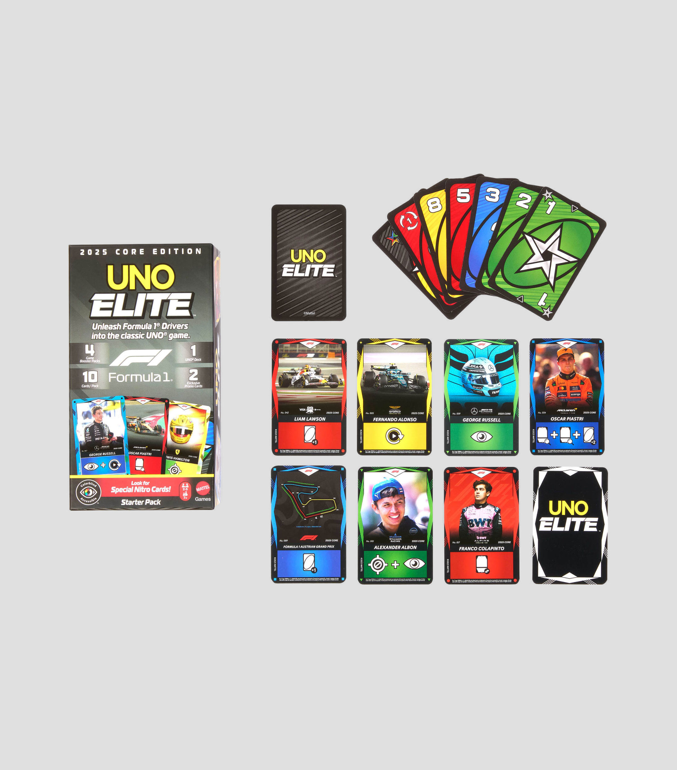 Juego de mesa UNO Elite F1 2025 Starter Pack