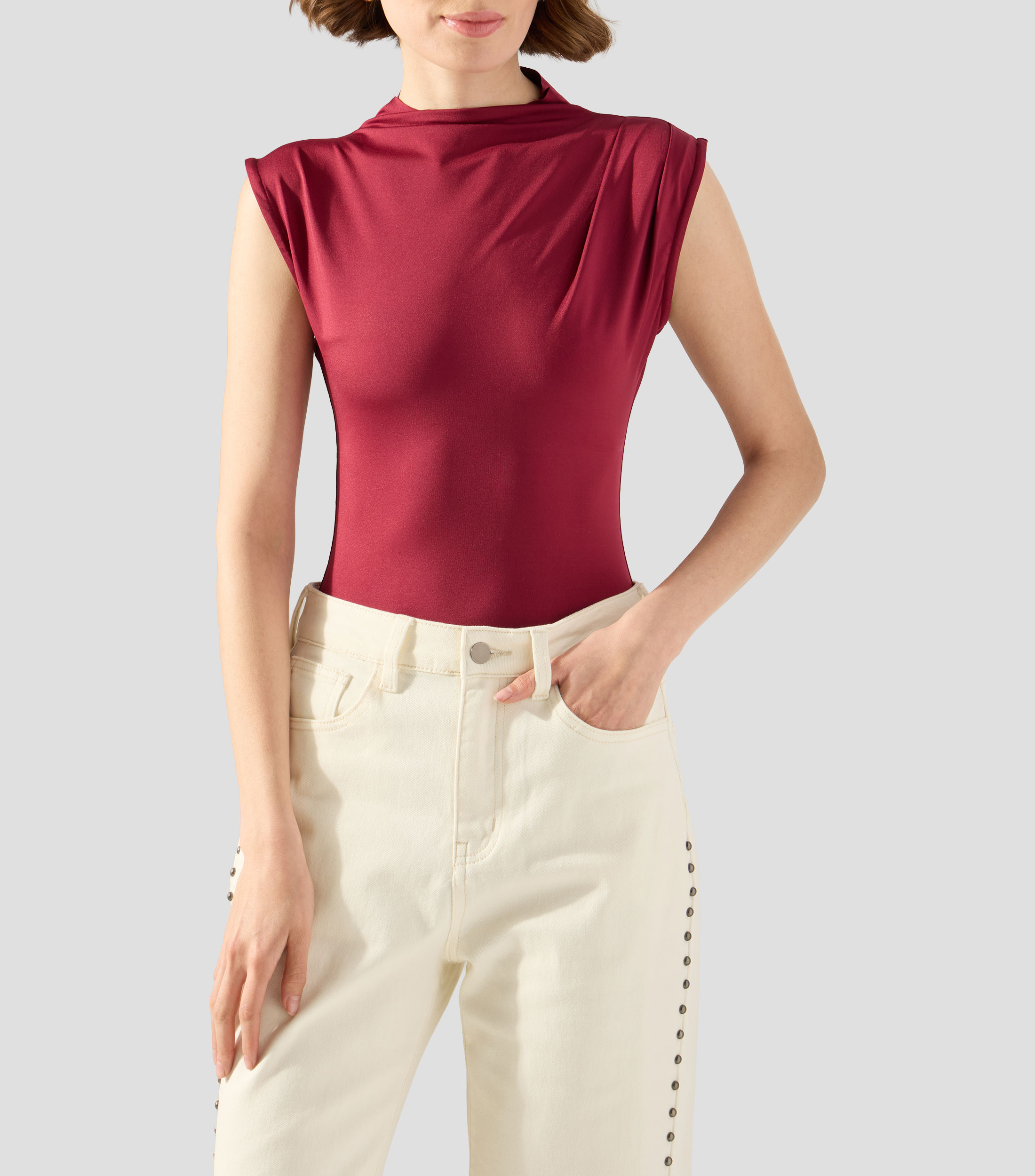 Body con cuello alto sin mangas Mujer