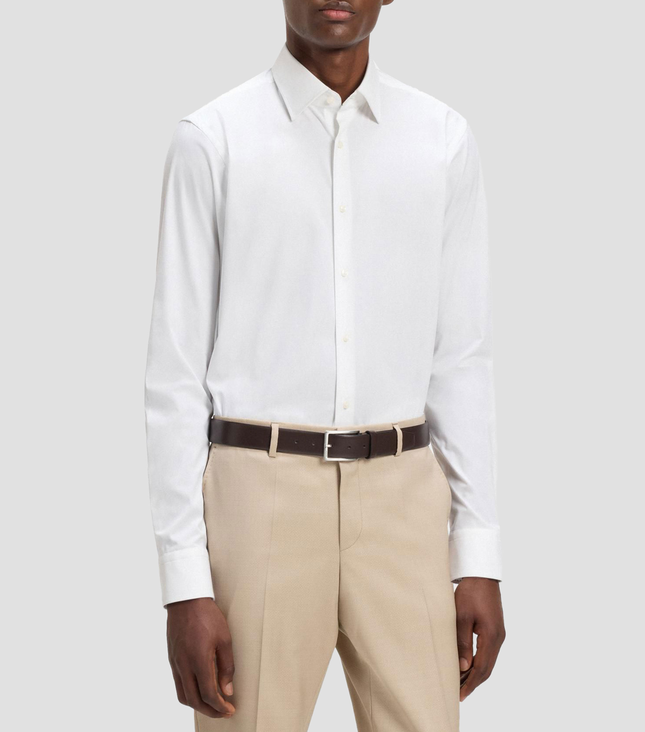 Camisa regular fit de popelín de algodón elástico de planchado fácil Hombre