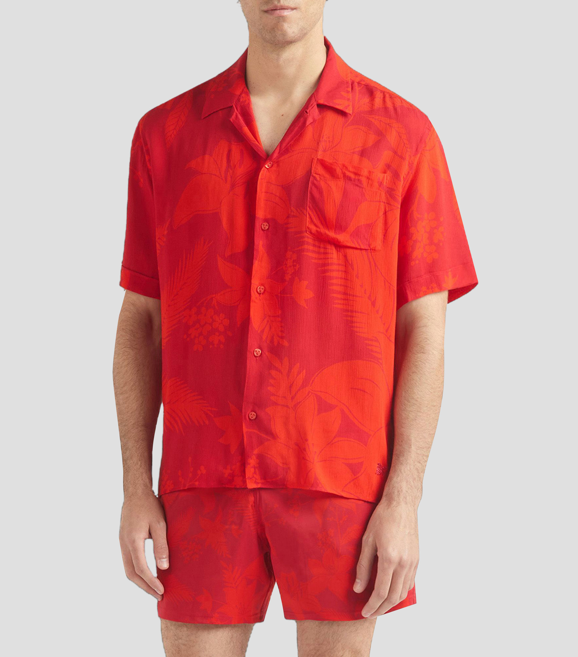Camisa de manga corta con estampado de flores Hombre