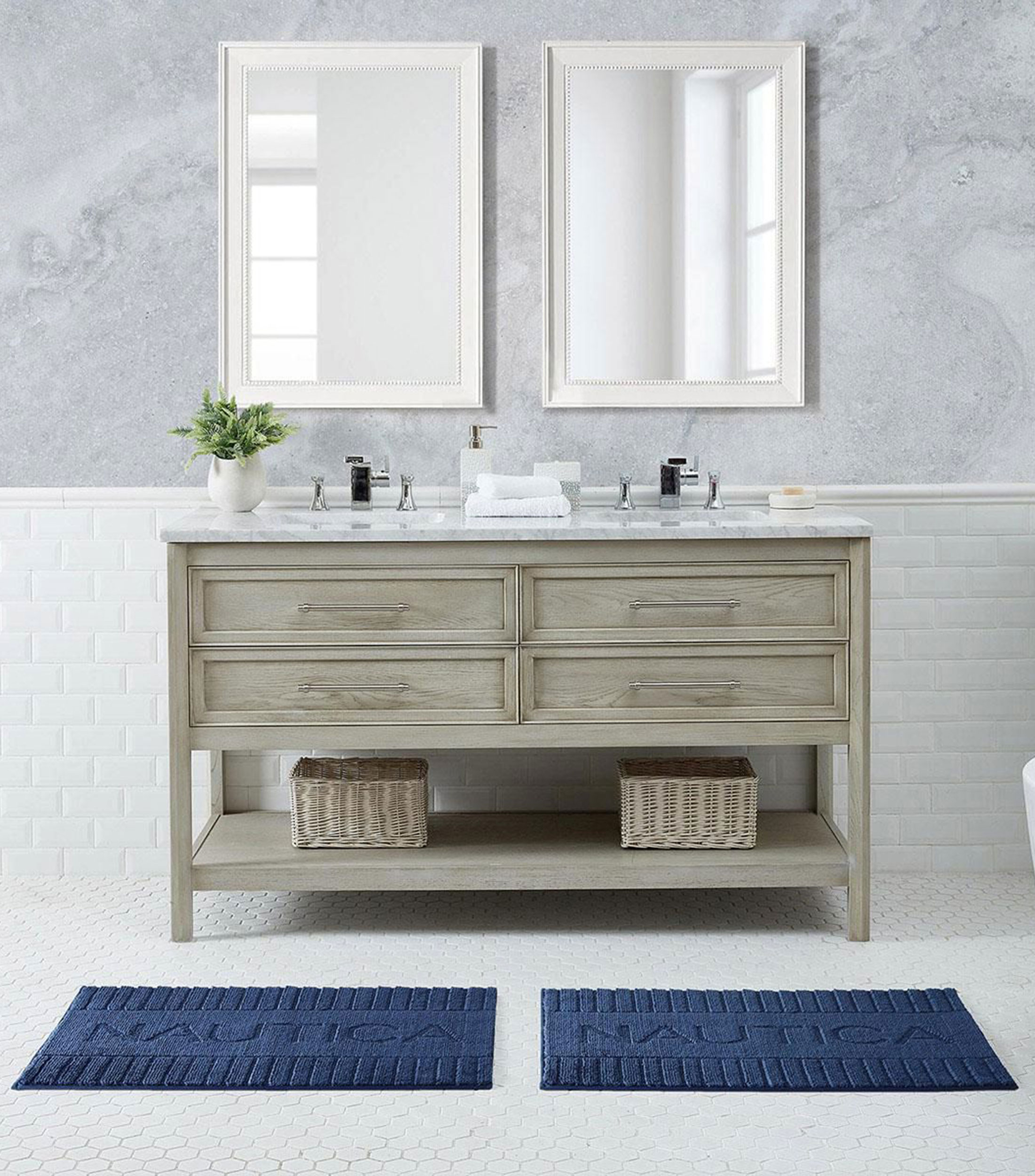 Tapete de baño tipo toalla Navy Estándar azul marino rectangular