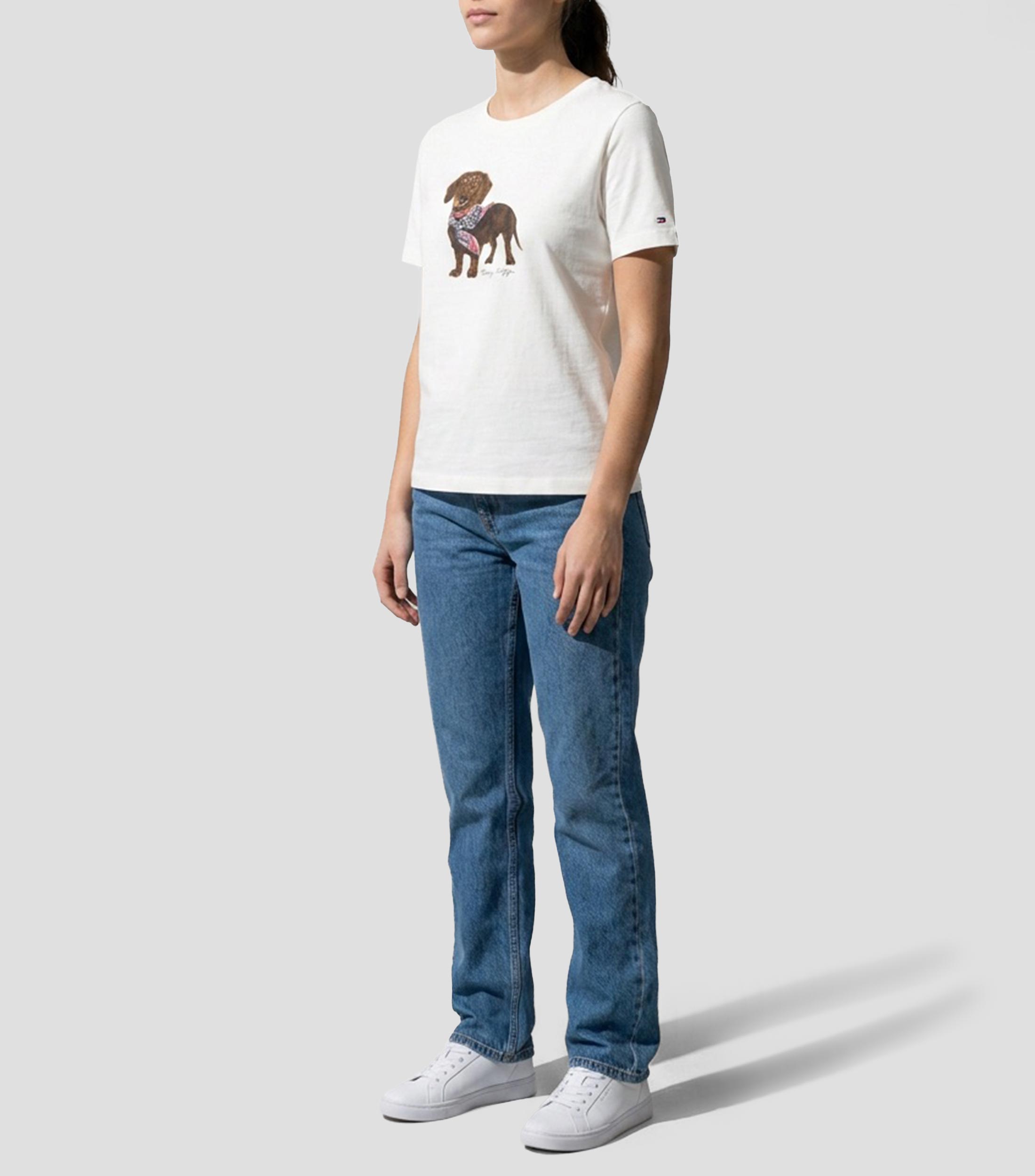 Playera cuello redondo manga corta con estampado Mujer