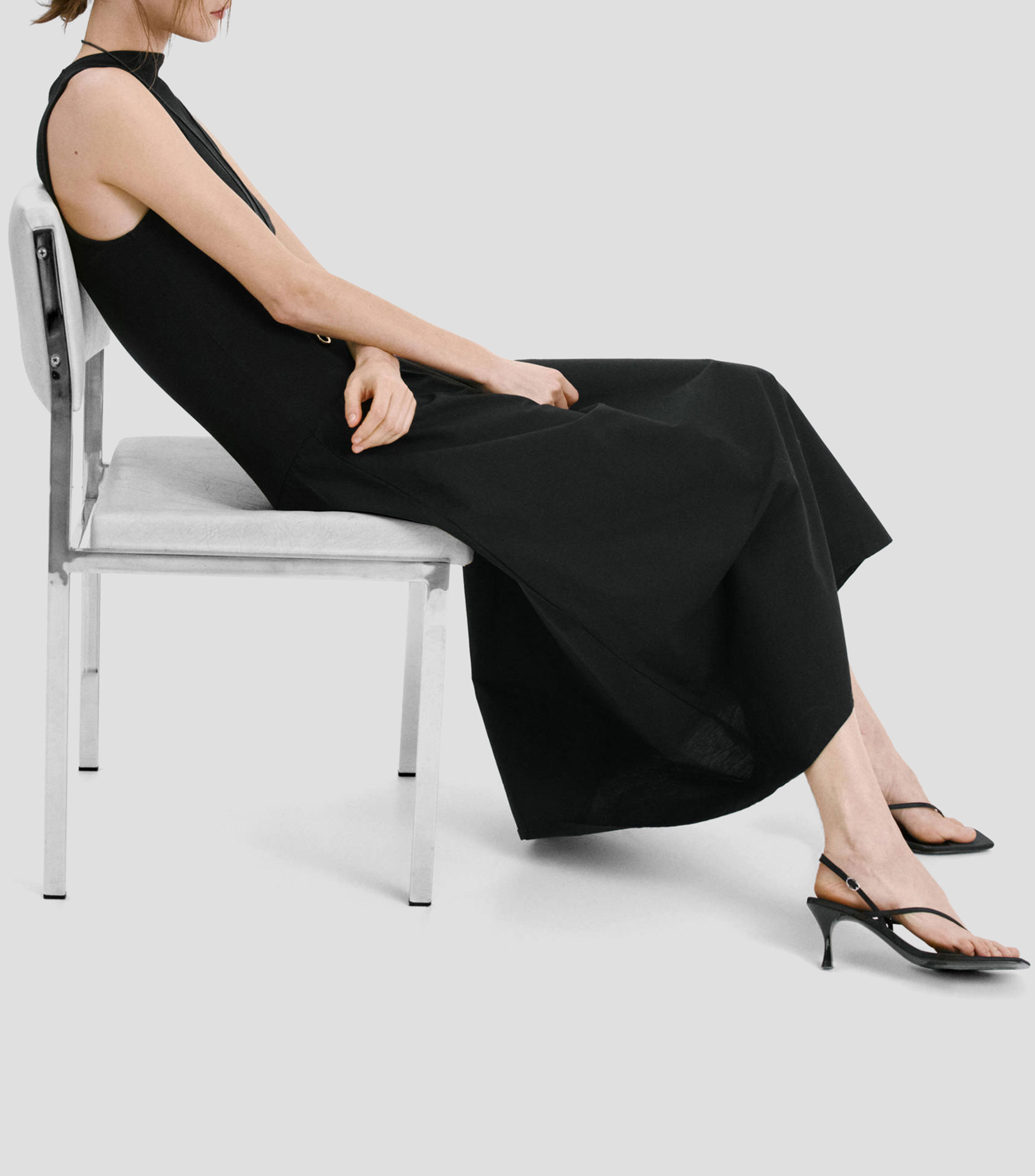 Vestido largo liso Mujer