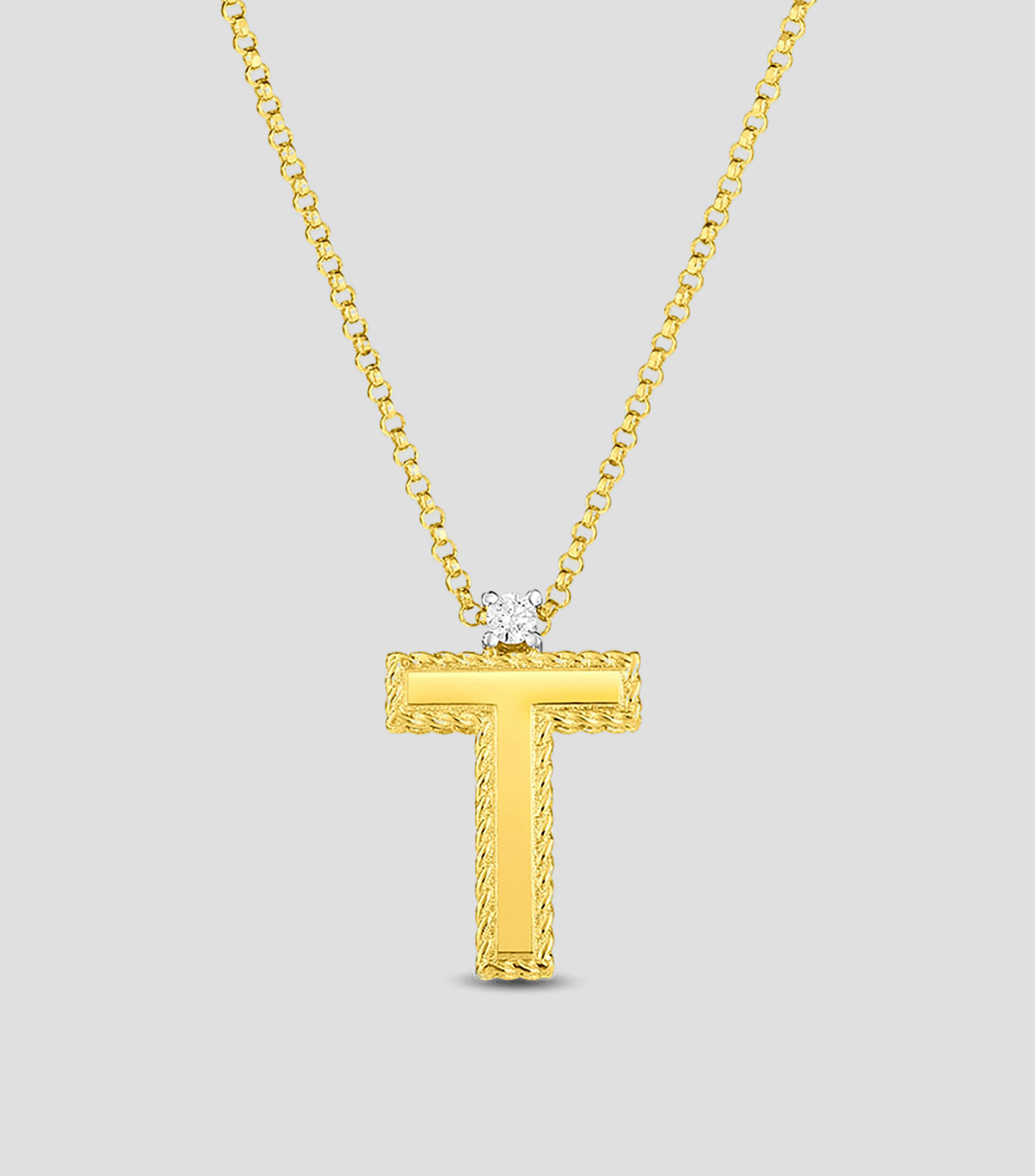 Collar letra "T" en oro amarillo de 18 Kilates con diamante Princess Mujer