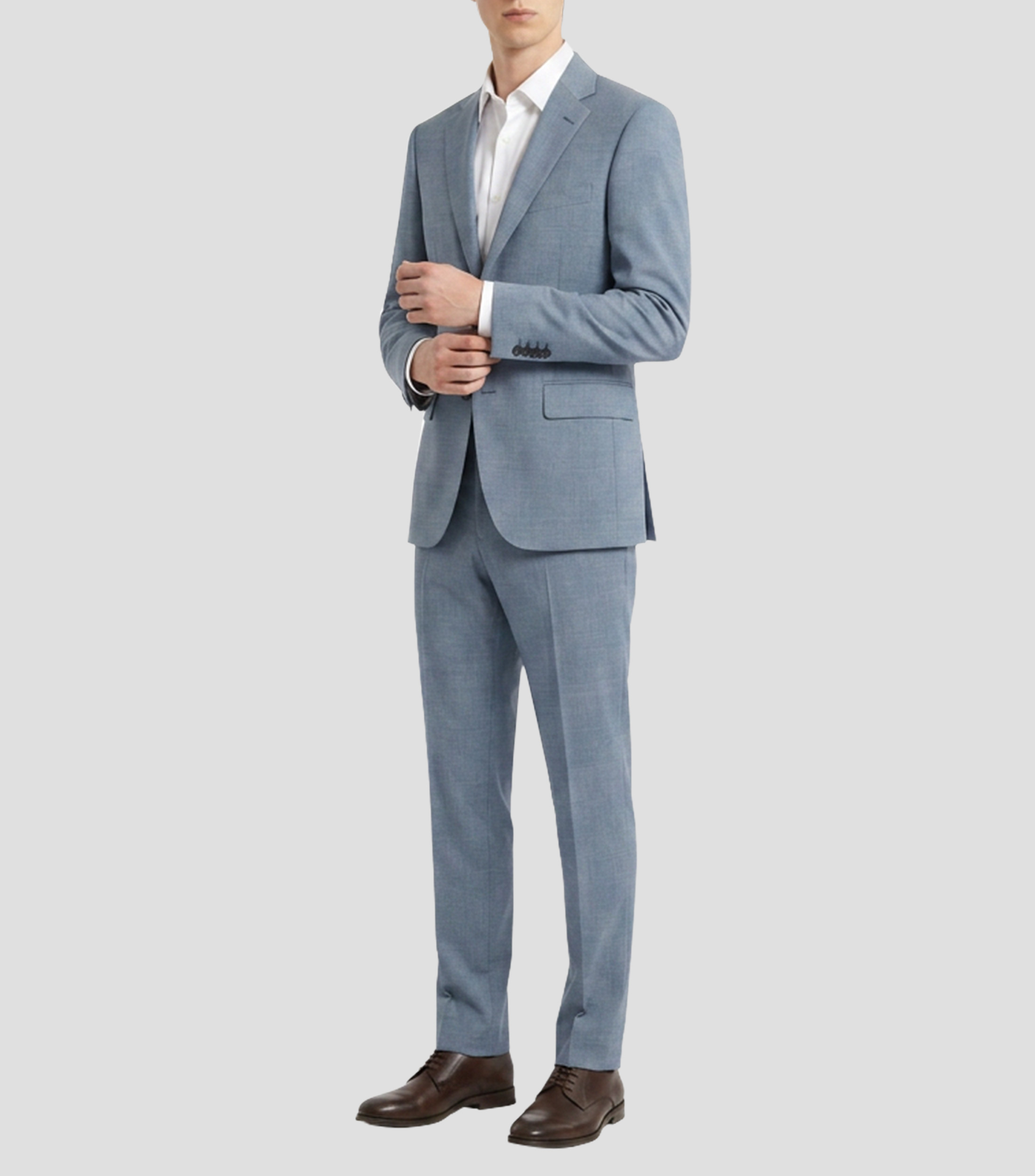 Traje de lana corte regular con microdiseños Hombre