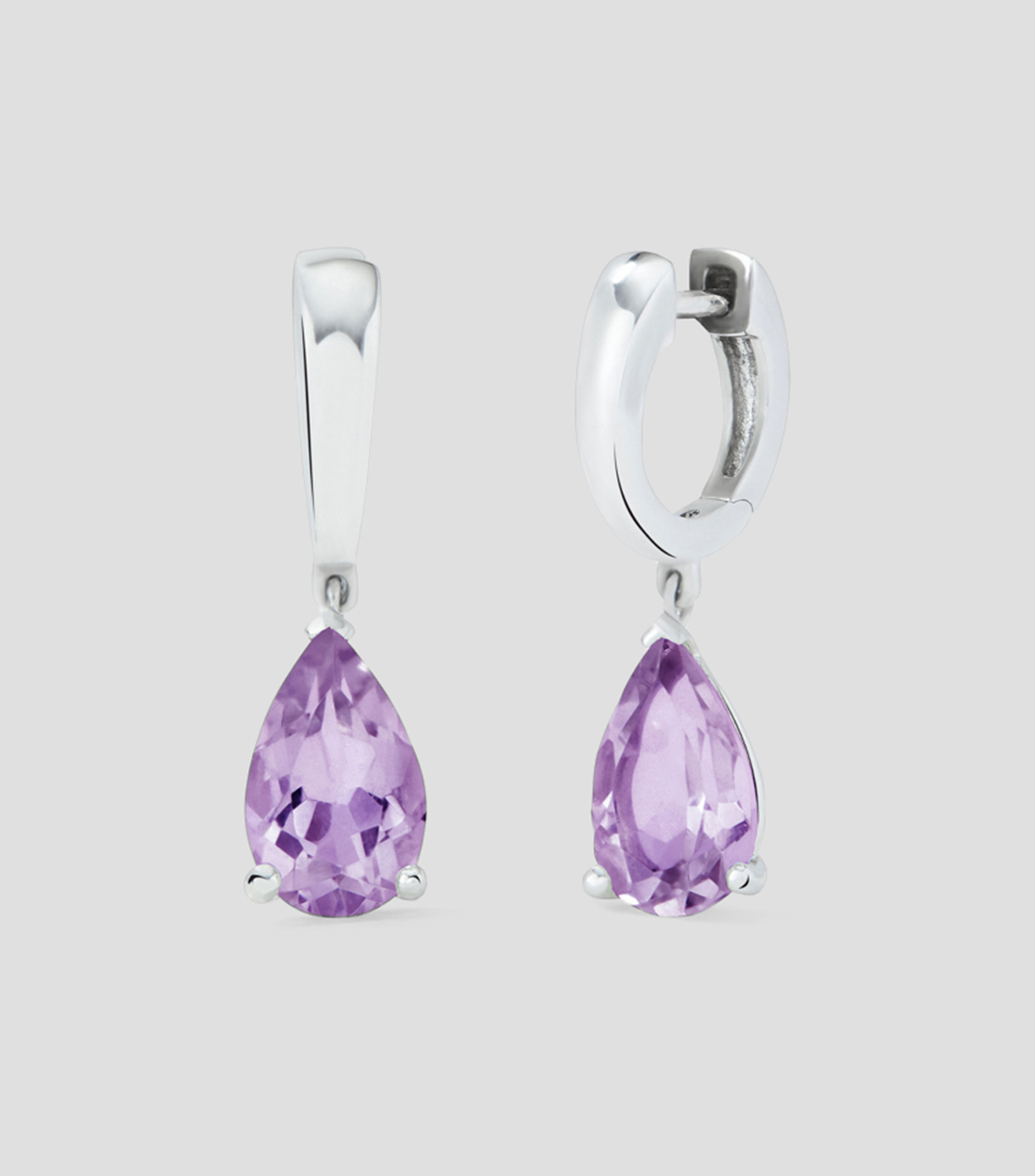 Pendientes en plata .925 con amatista Mujer