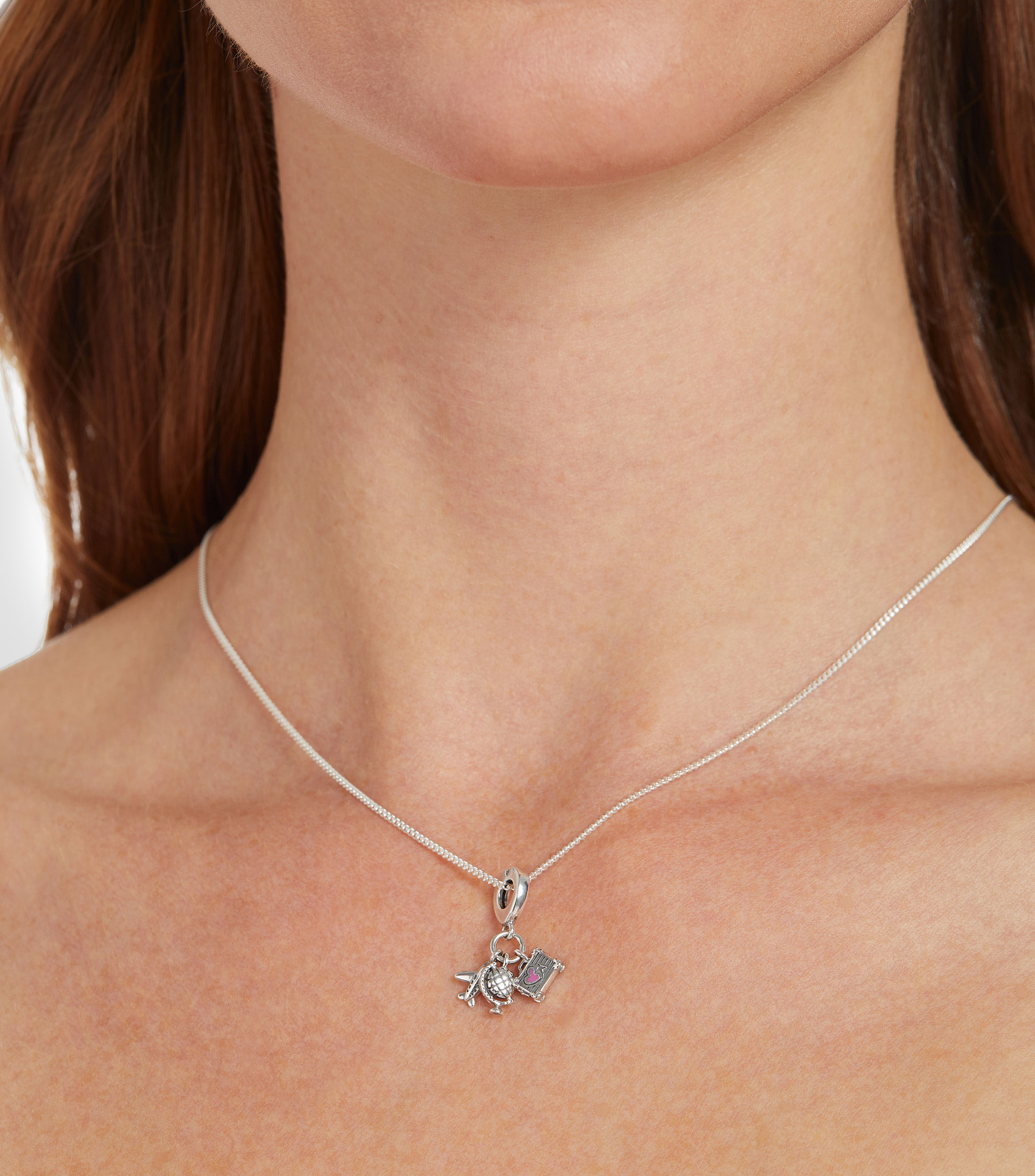 Charm Avion, Globo y Maleta en plata Mujer
