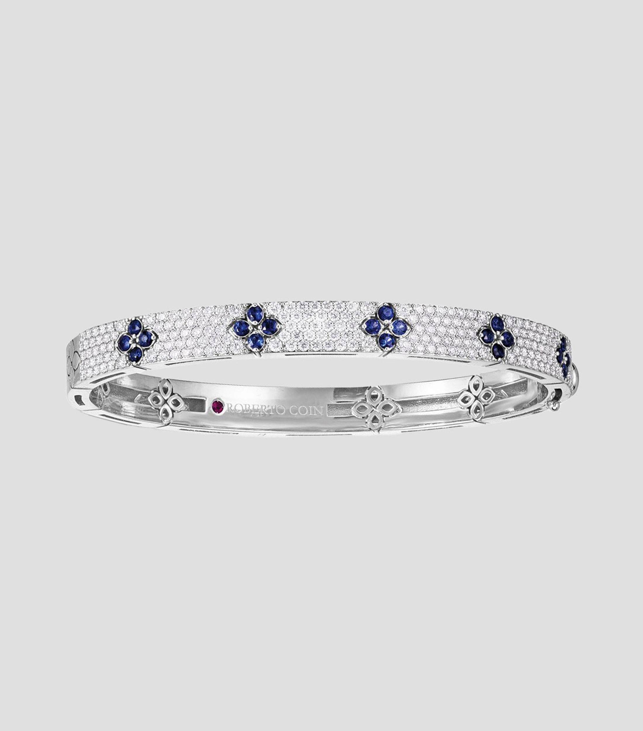 Brazalete en oro blanco de 18 kilates con piedras Mujer