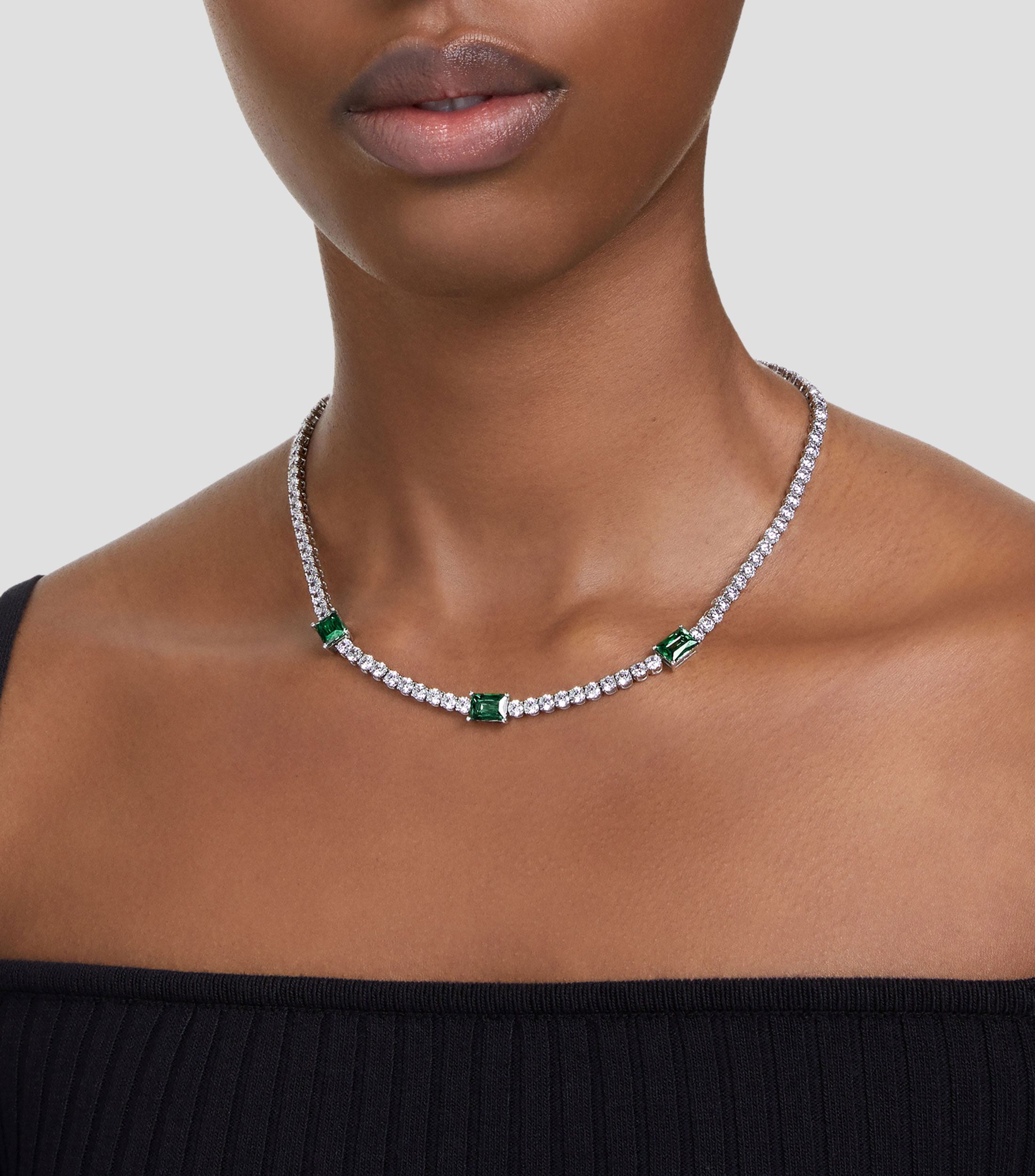 Collar con piedras redondas y rectangulares Mujer