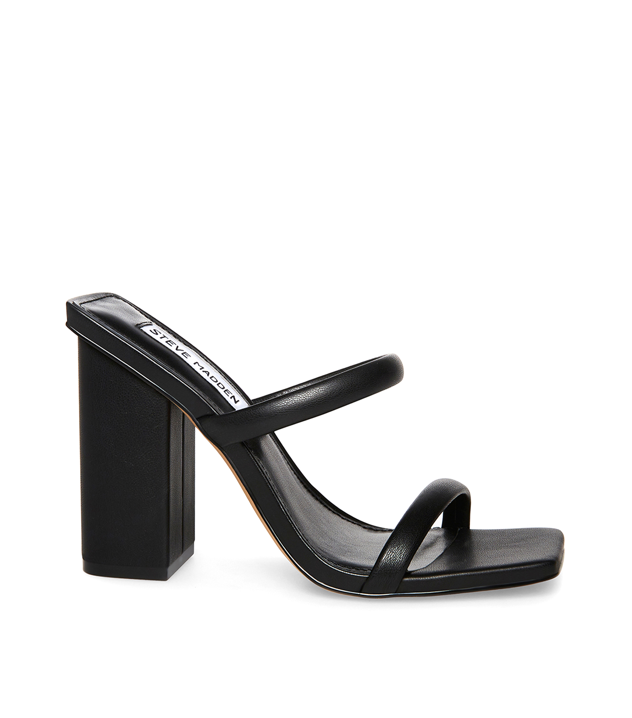 Sandalias De Tacón Steve Madden Avani Para Mujer - Negro, Puntera Cuadrada, Sin Cordones