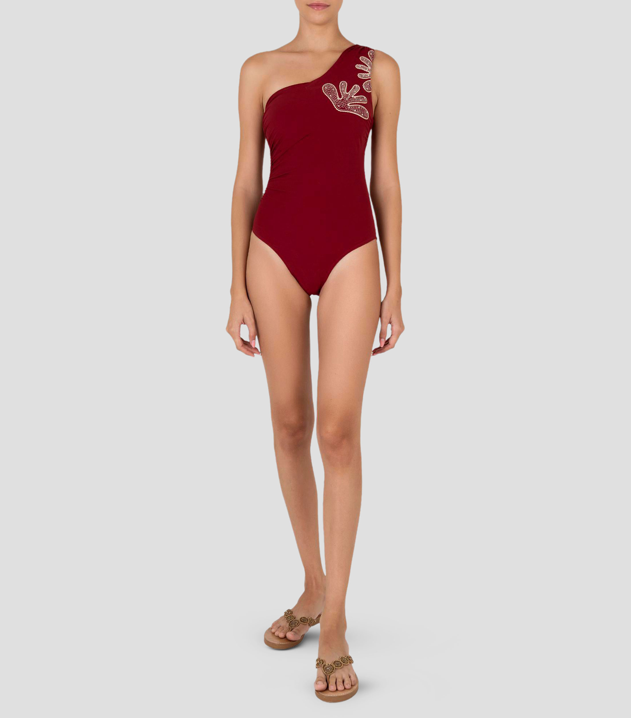 Traje de baño asimétrico liso Mujer