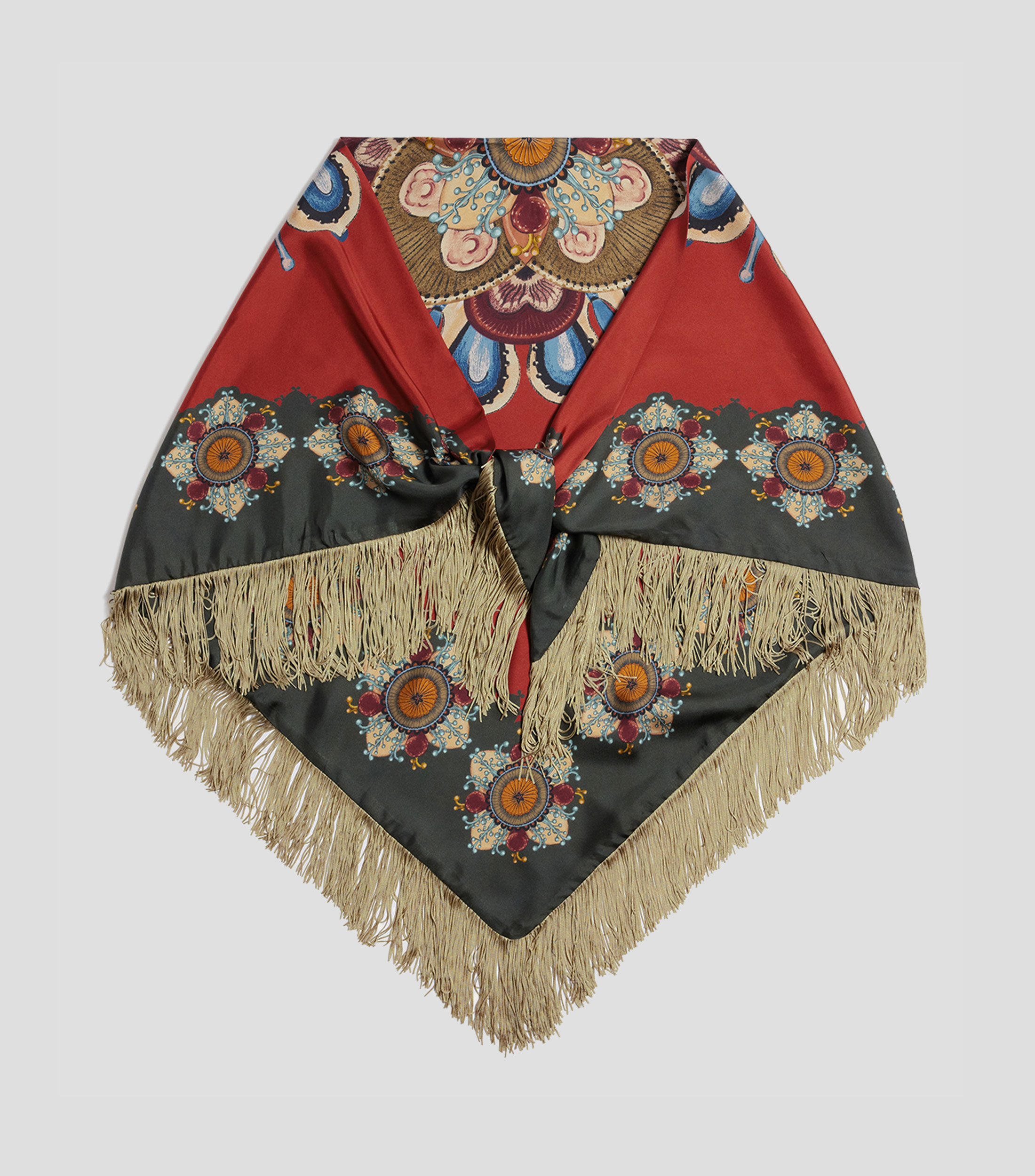 Mascada estampada con flecos Mujer