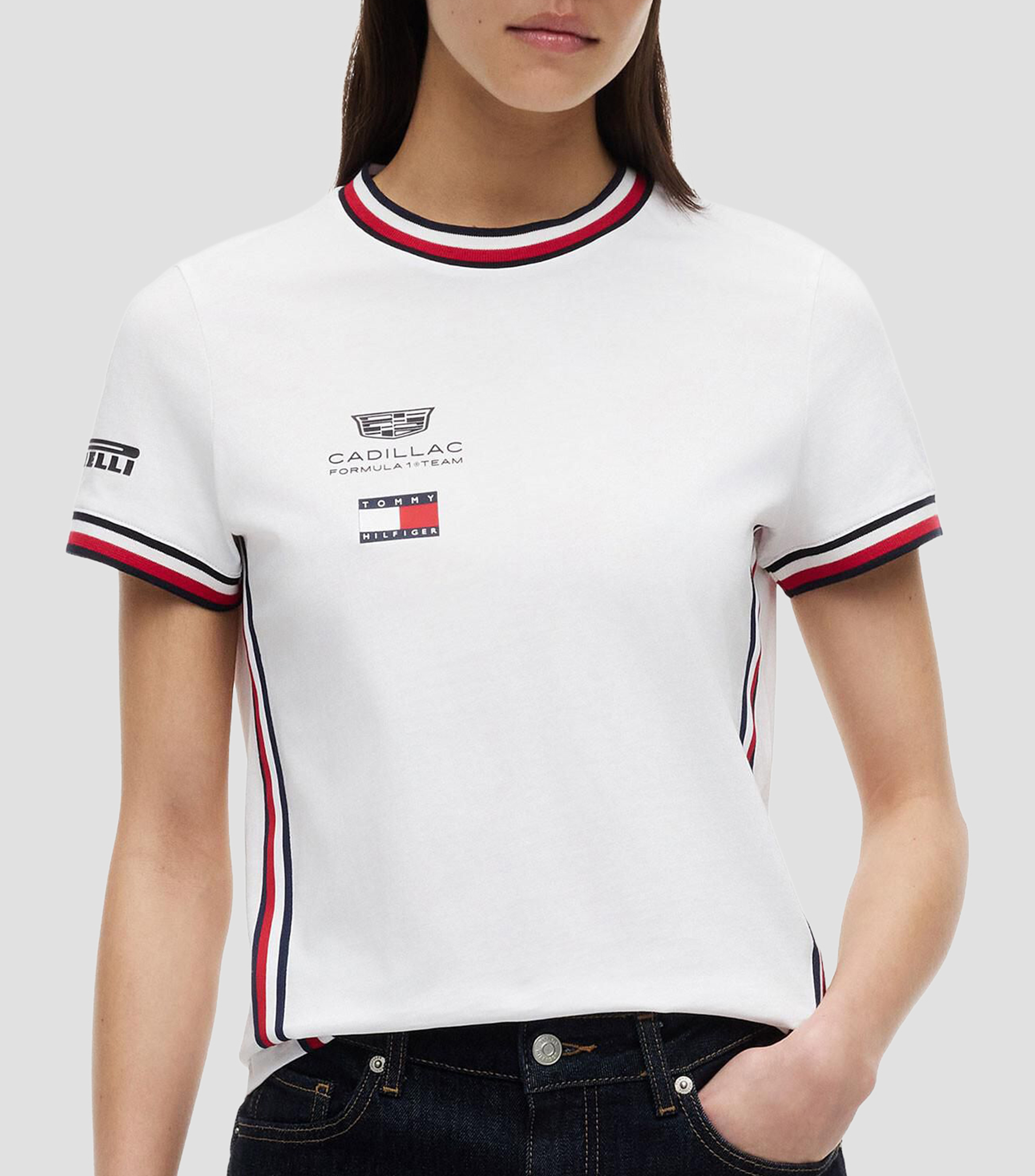 Playera cuello redondo manga corta con estampado Mujer